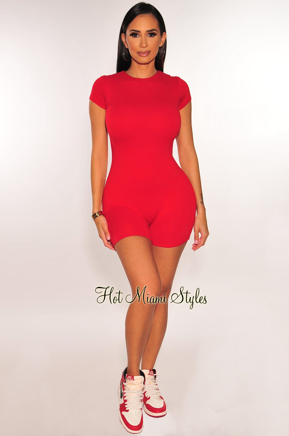 Red Perfect Fit Double Lined Short Sleeve Romper for Women | Comfortable Summer Outfit | Casual Wear, Beach Vacation & Outdoor Activities