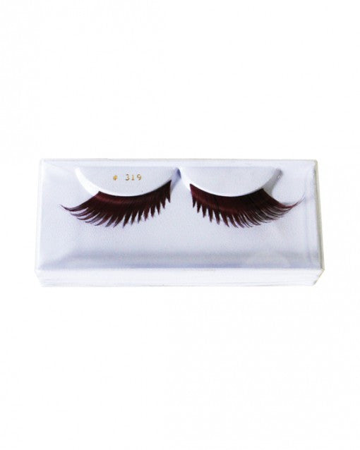 Burgundy Feather False Eyelashes for Dramatic Eye Makeup - Perfect for Parties, Halloween & Special Occasions