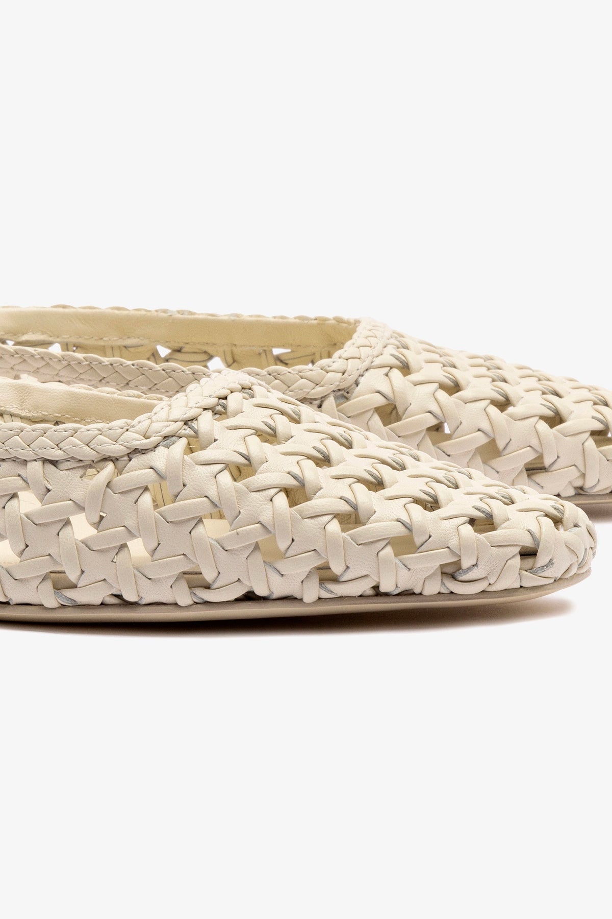 Amal Macrame Mule in Ivory Leather - Bohemian Style Handmade Leather Sandals for Women | Perfect for Summer, Beach, and Casual Outings