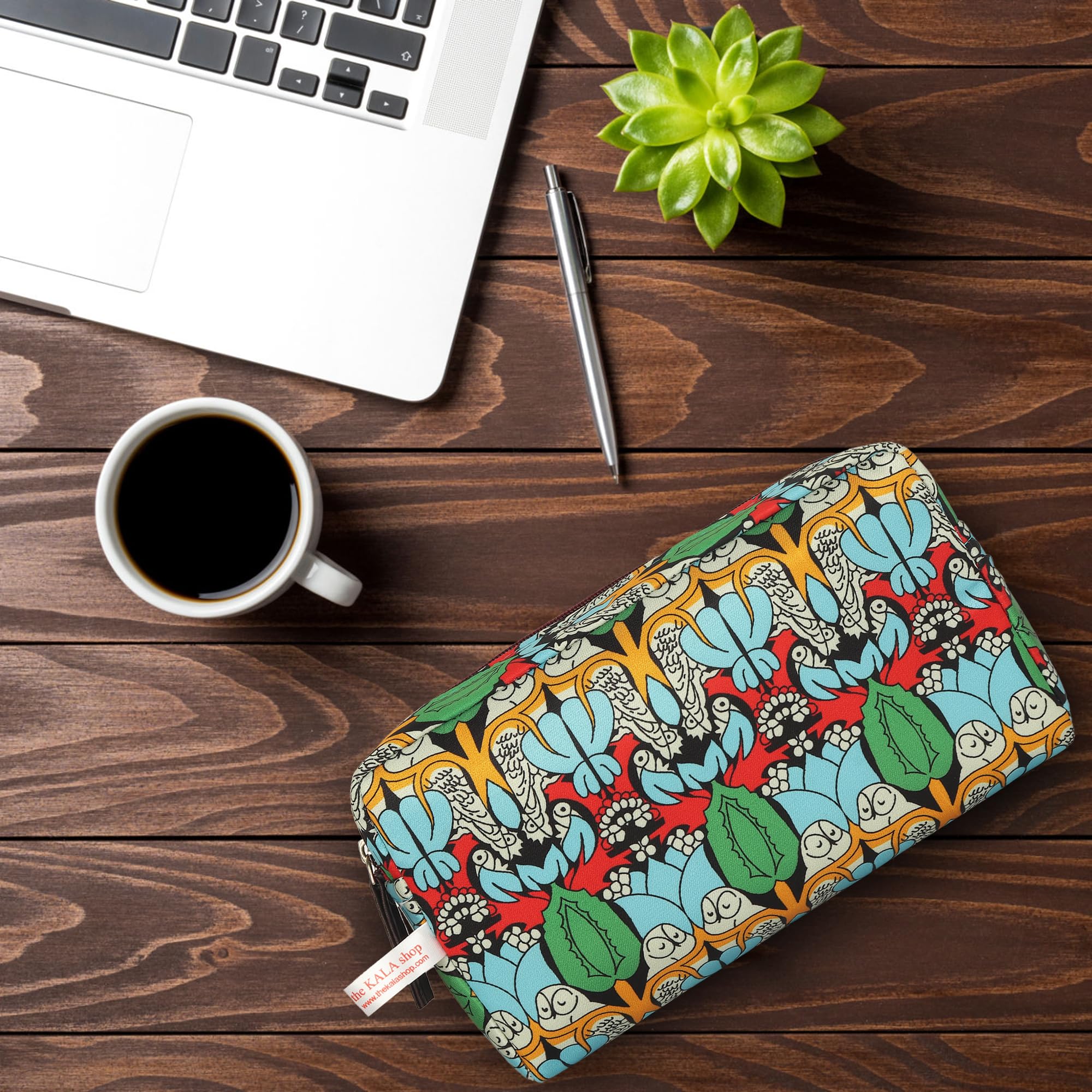 THE KALA SHOP Women's Makeup Pouch - Owl Print Cosmetic Bag for Travel, Storage & Organization | Perfect for Toiletries, Jewelry & Accessories