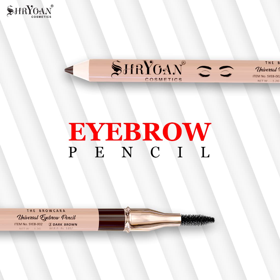 Shryoan Universal Eyebrow Pencil - Waterproof & Smudge-Proof with Shimmery Finish, Lasts 12 Hours - Perfect for Daily Makeup, Parties & Professional Looks (Black)