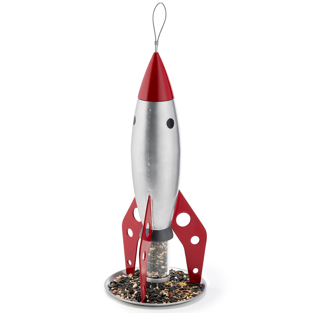 Premium Rocketship Bird Feeder for Outdoor Garden - Attract Wild Birds with Unique Space-Themed Design - Perfect for Backyard, Patio & Bird Watching Enthusiasts