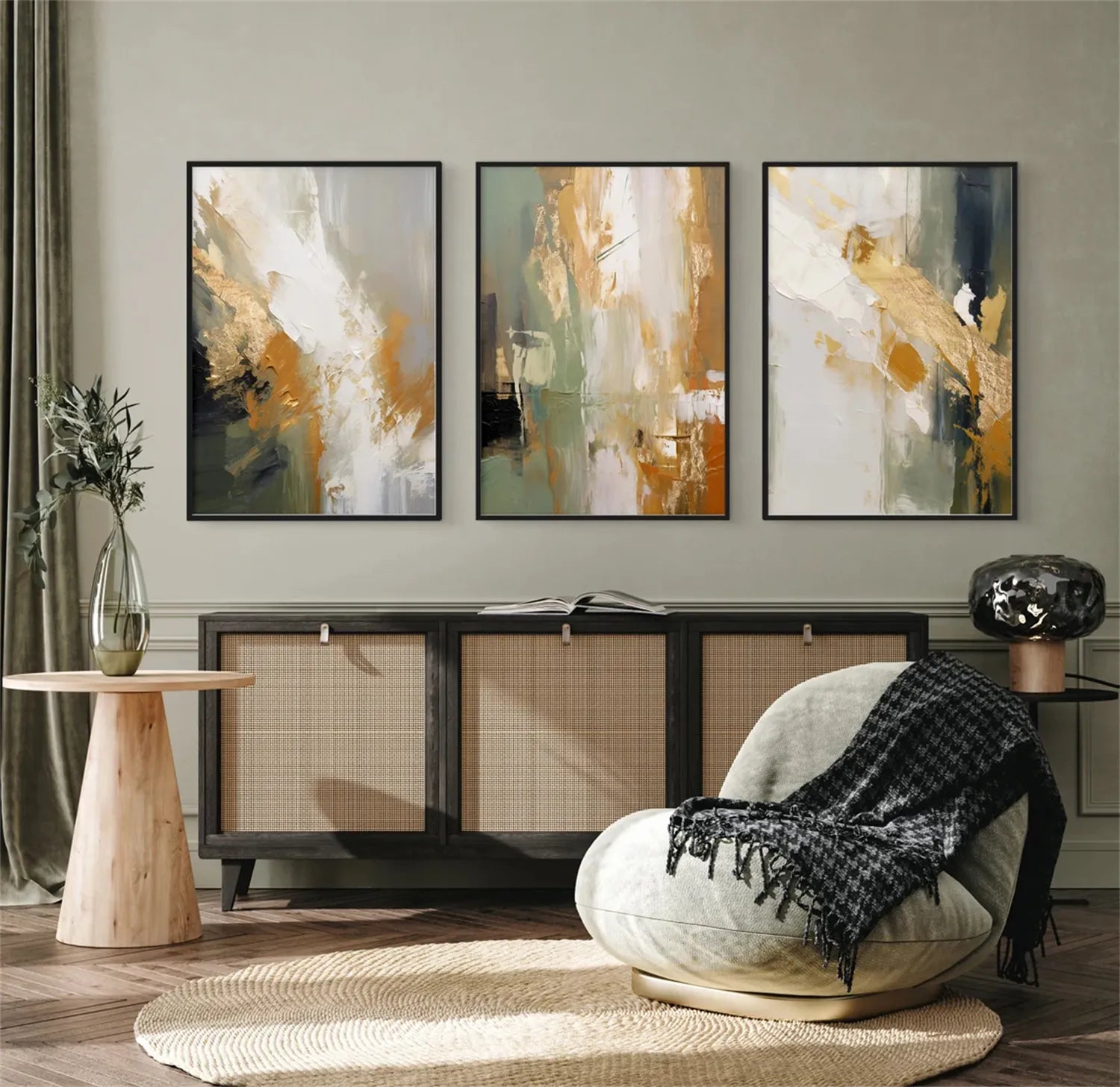 Abstract Painting Set of 3 - Modern Wall Art Canvas Prints #AB214 - Perfect for Living Room, Bedroom & Office Decor