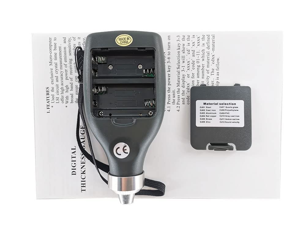 Precision Ultrasonic Thickness Gauge Meter (1.0-200mm/0.05-8inch) with RS-232 Cable & Software - Ideal for Metal, Plastic, and Pipe Thickness Measurement in Industrial Inspections