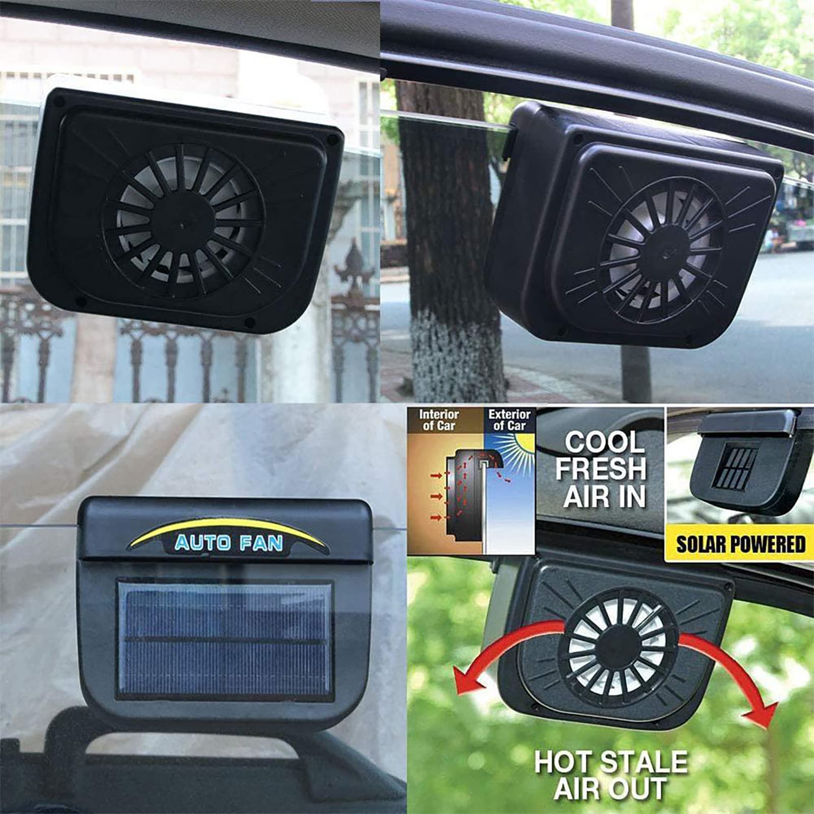Solar Powered Car Ventilation Fan - Auto Air Vent Cooler with Rubber Seal, Heat Exhaust System for Vehicle Cooling (Style B) | Perfect for Summer Road Trips & Parking Heat Reduction