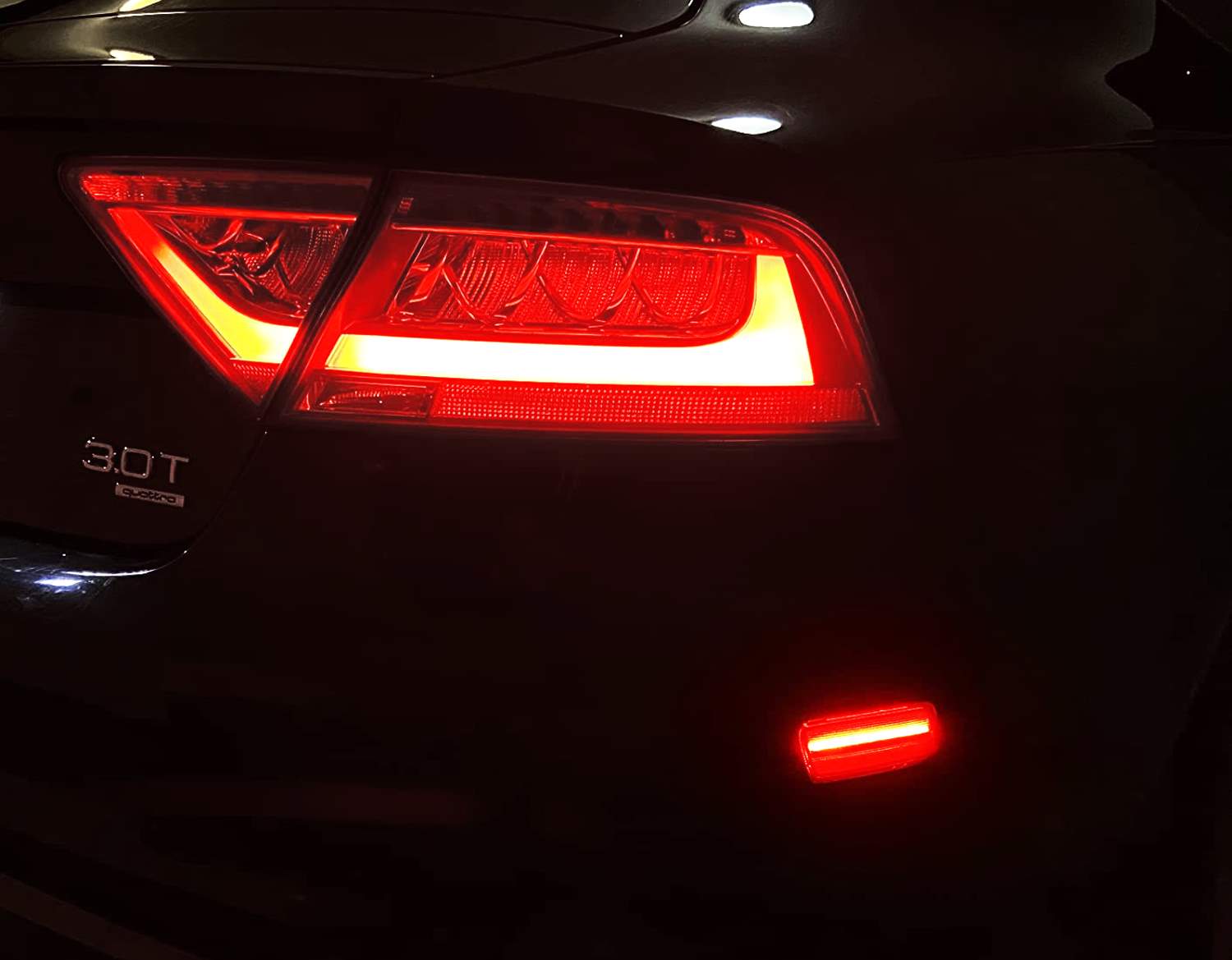 12-18 Audi A7 S7 RS7 Dark Smoked Lens Amber/Red LED Side Marker Lights - Enhanced Visibility & Style for Night Driving & Custom Car Mods