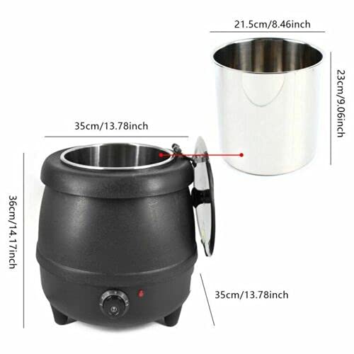 OUKANING 10L Commercial Electric Soup Warmer Kettle - 400W Stainless Steel Pot with PP Shell - 110V Countertop Food Warmer for Restaurants, Cafes & Home Use - Perfect for Buffets, Catering & Large Family Gatherings