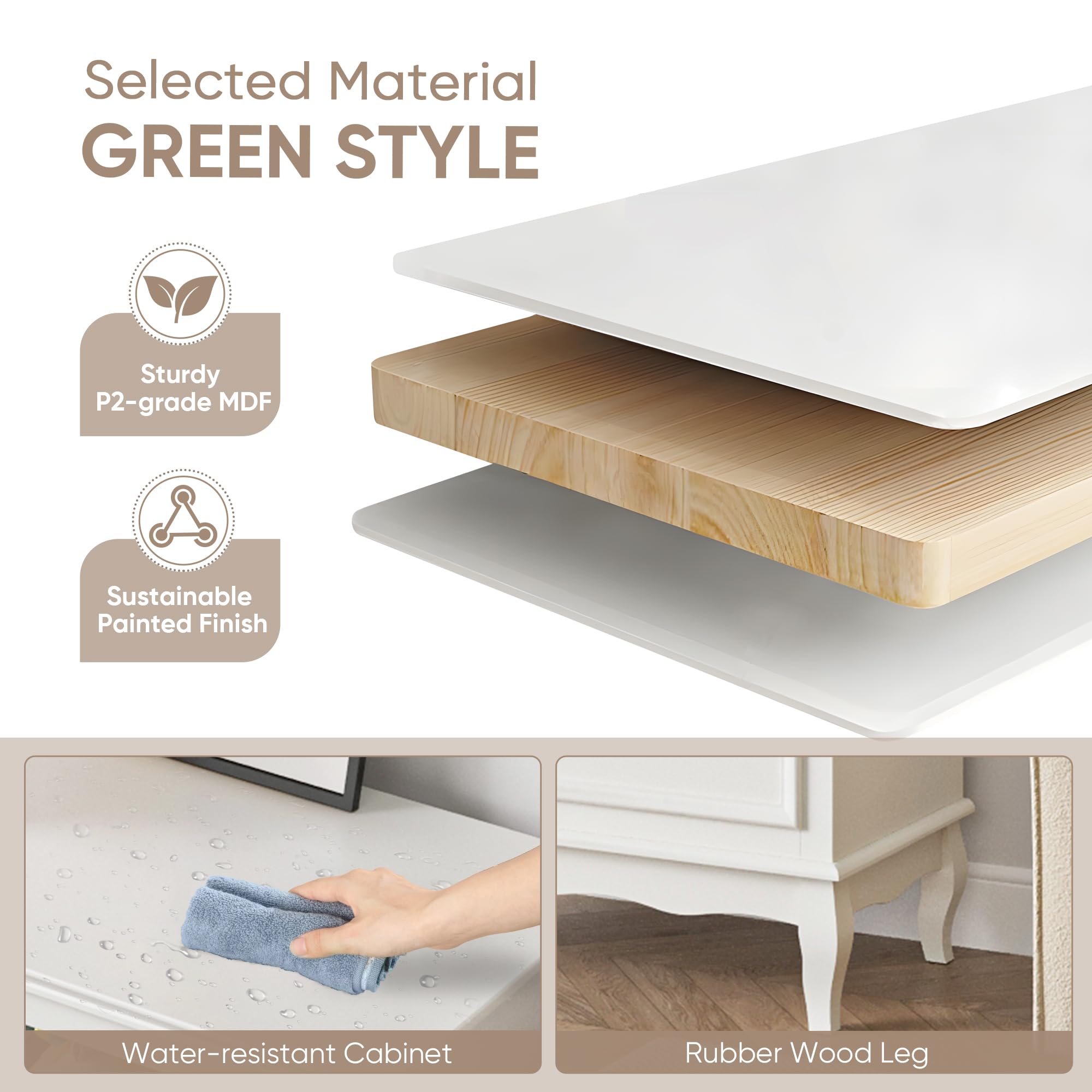 RoyalCraft White 7-Drawer Dresser for Bedroom - Modern Wooden Chest of Drawers with Solid Wood Legs & Painted Finish - Storage Cabinet Organizer for Clothes, Bedding, Accessories - Perfect for Bedroom, Living Room & Hallway Organization