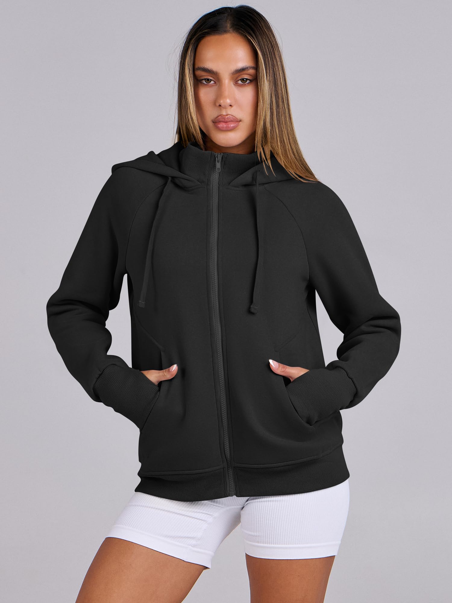 ANRABESS Women's Fleece Zip-Up Hoodie with Pockets - Long Sleeve Casual Sweatshirt for Fall Fashion | Y2K Preppy Outfits | Perfect for College, Streetwear & Cozy Loungewear