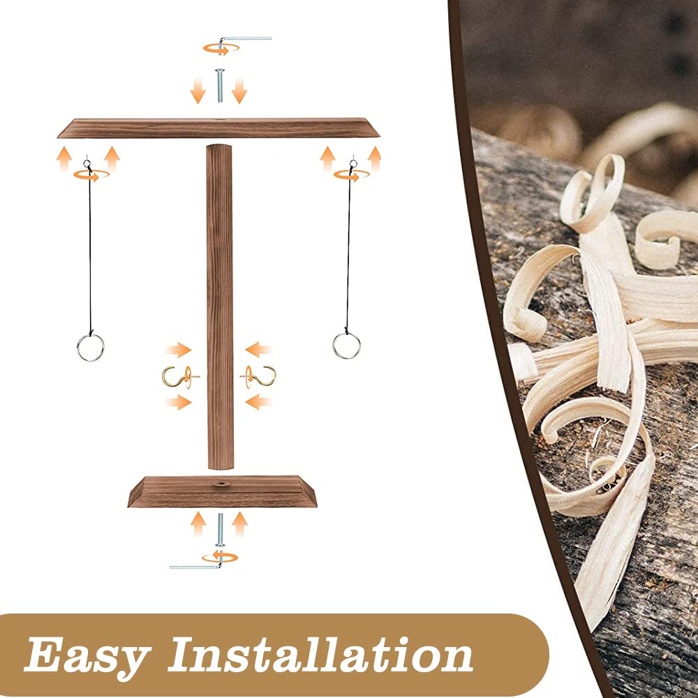 Premium Wooden Ring Toss Game Set for Adults - Tabletop Hook & Ring Toss with Drinking Shot Ladder - Fun Party Games for Backyard, Bar, Camping & Indoor Entertainment