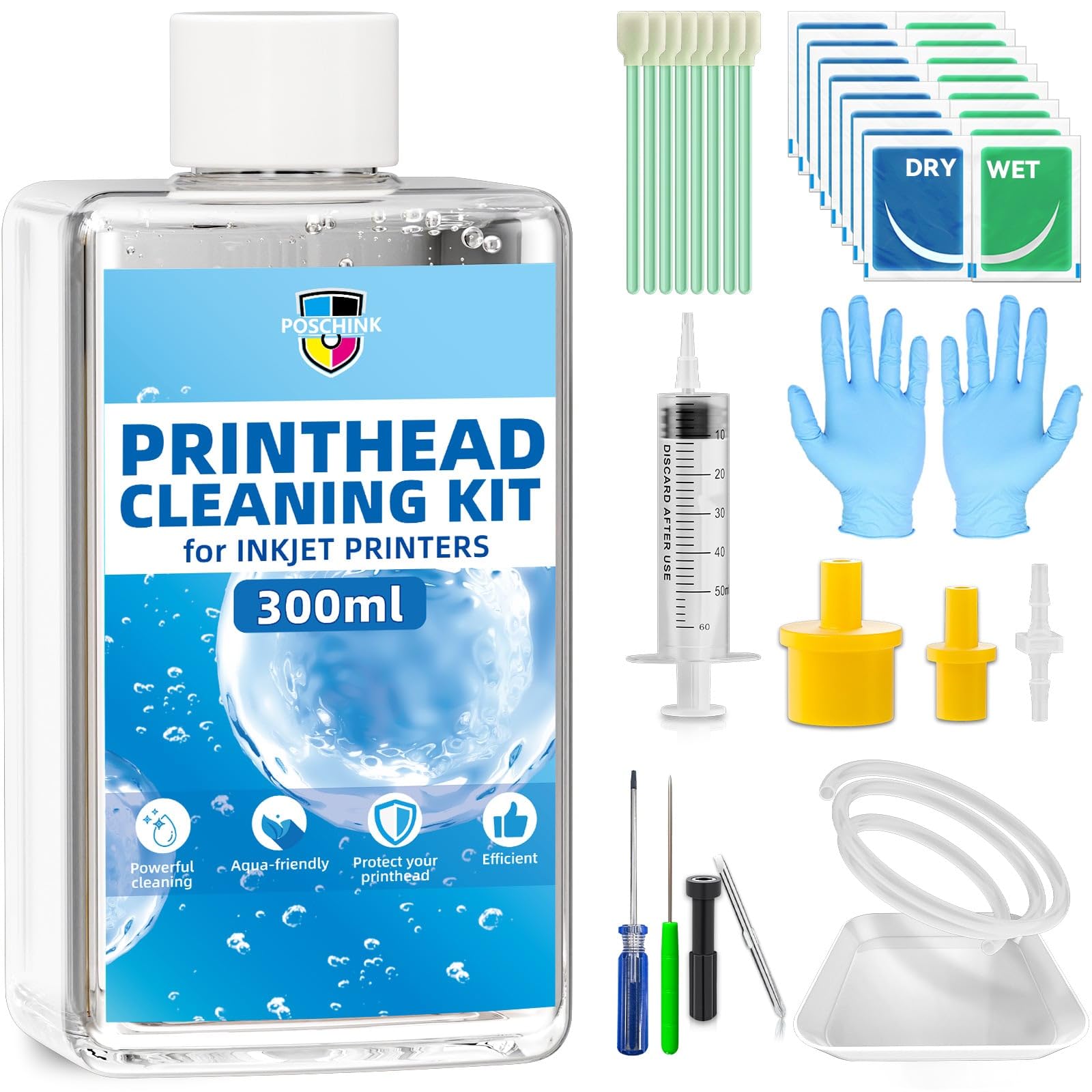 Epson Ecotank Printer Printhead Cleaning Kit - 300ml Nozzle Cleaner Solution for HP Officejet Pro & Canon Pixma Inkjet Printers - Perfect for Home Office & Photo Printing Maintenance