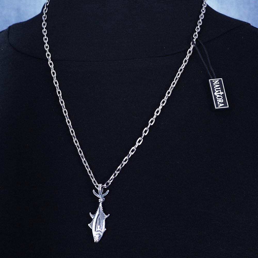 Tuna Fish Necklace - Sterling Silver Pendant on 24