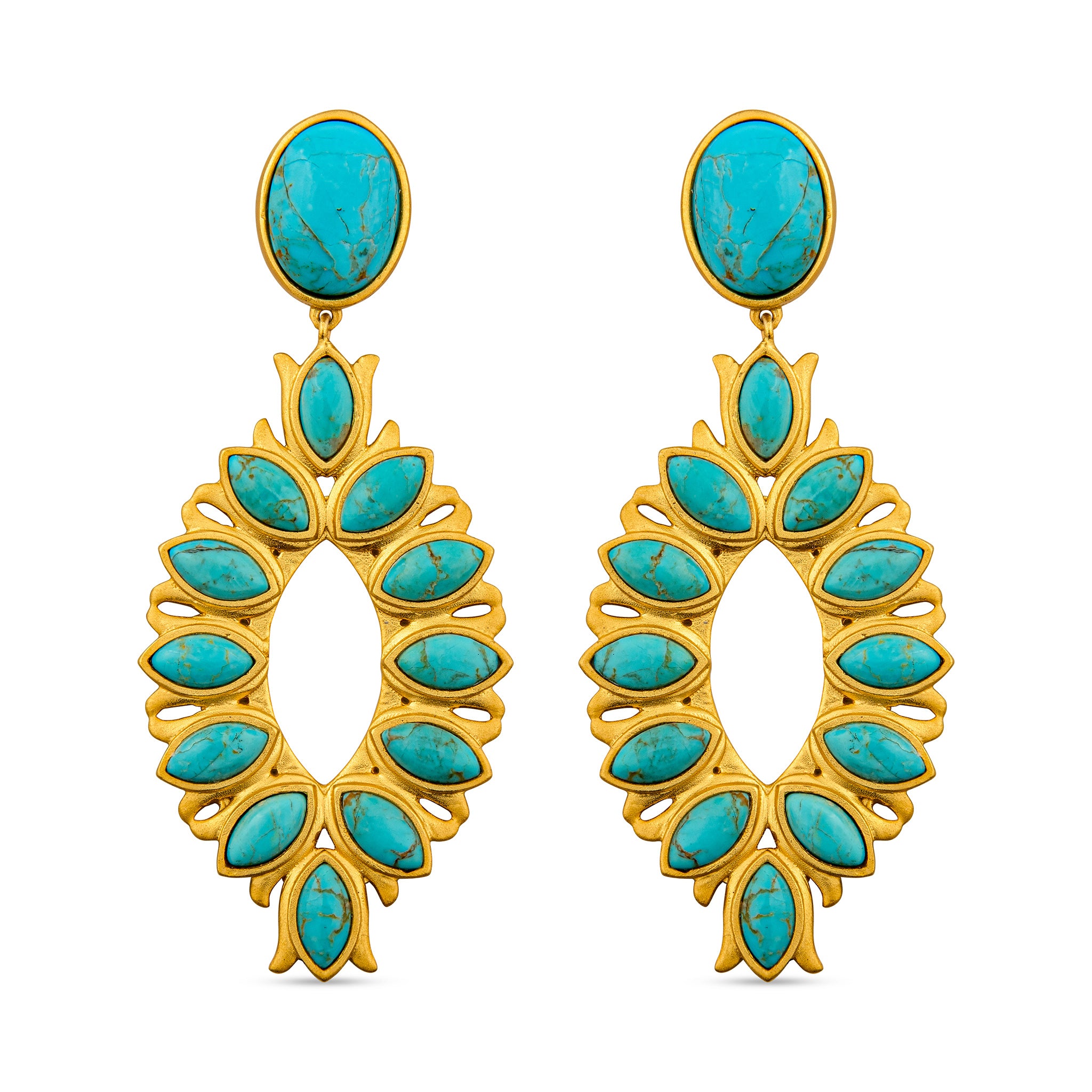 Turquoise Water Lily Drop Earrings – Handmade Boho Jewelry for Women | Perfect for Weddings, Parties & Everyday Wear
