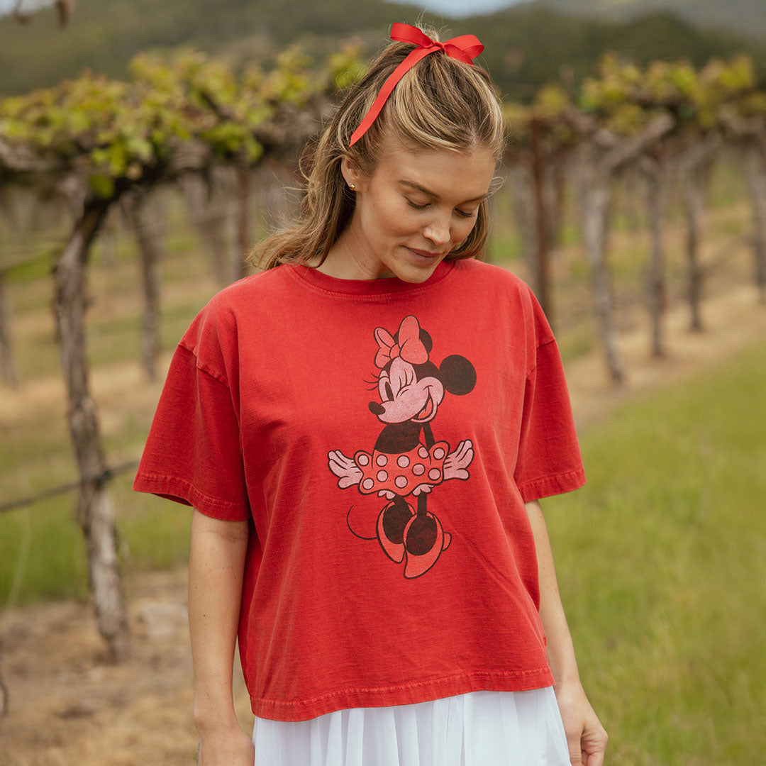 Disney Minnie Mouse Oversized T-Shirt for Women - Soft Red Cotton Casual Tee - Perfect for Lounge, Vacation & Disney Theme Parties