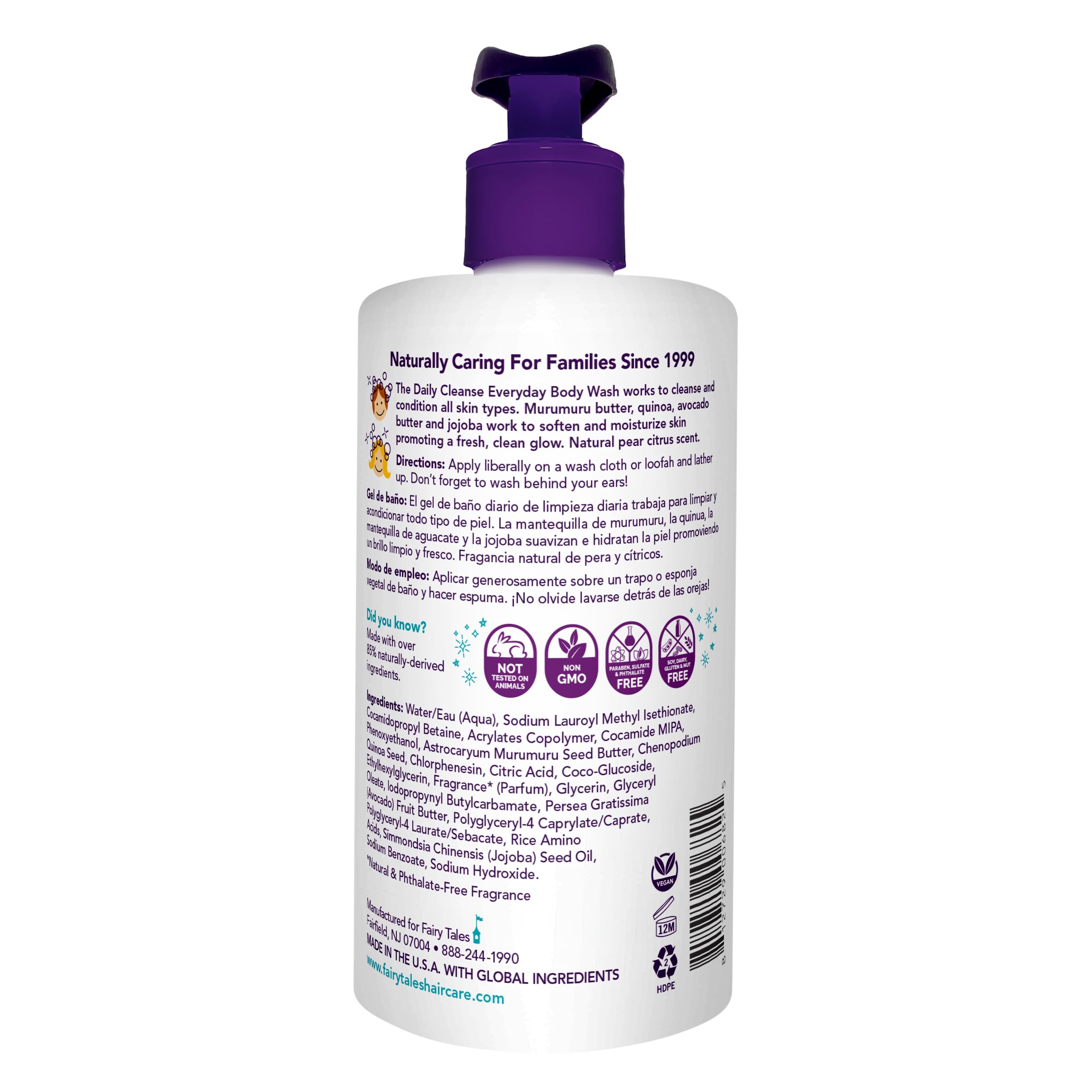 Fairy Tales Daily Cleanse Kids Body Wash - Gentle & Safe for Toddlers & Children | Tear-Free, Chemical-Free 16oz Bottle | Perfect for Bath Time, Shower & Sensitive Skin Care