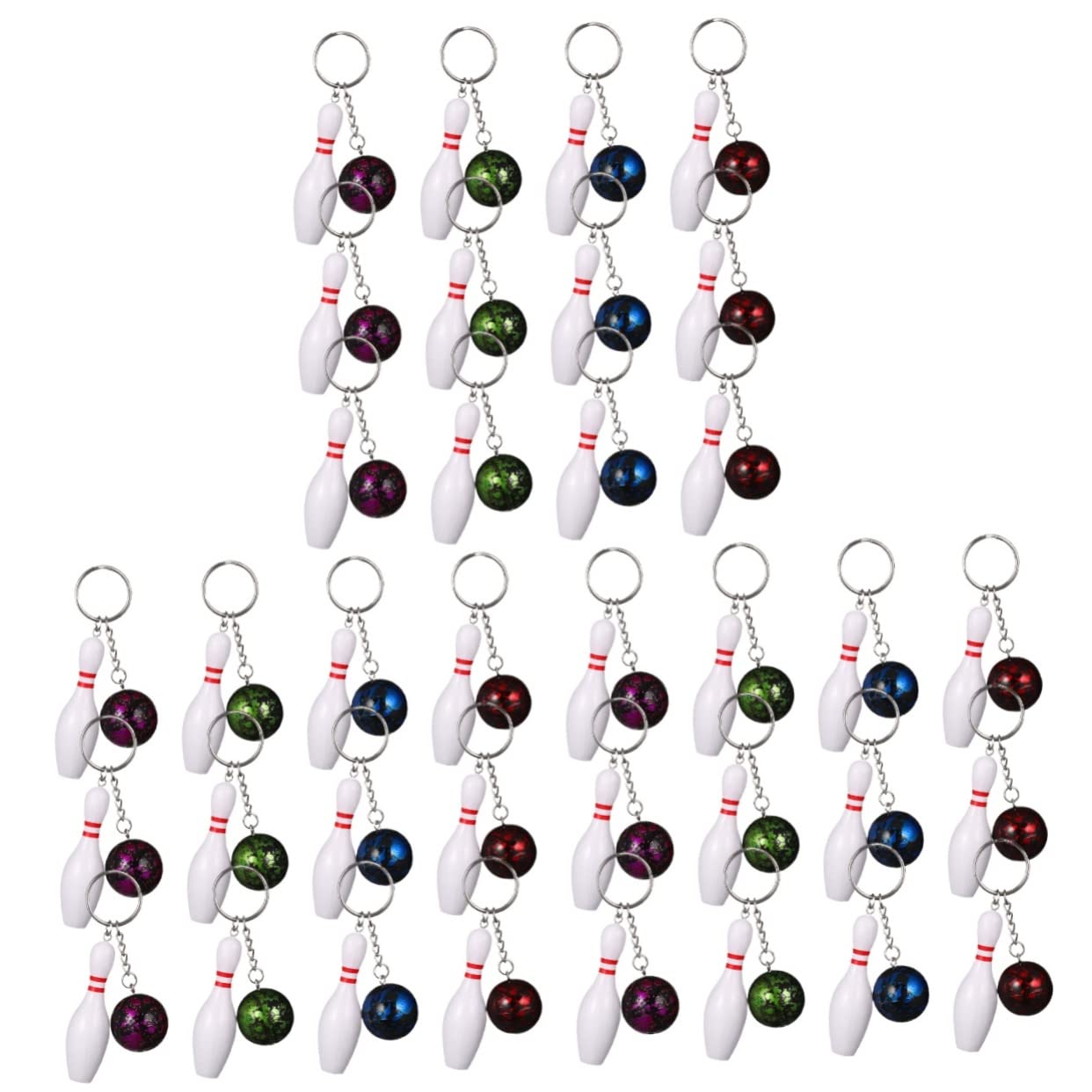 Gogogmee 36 Pcs Bowling Keychain Set - Mini Bowling Ball & Pin PVC Keychains for Bowling Enthusiasts - Perfect for Sports Gifts, Team Motivations, and Bag Decorations