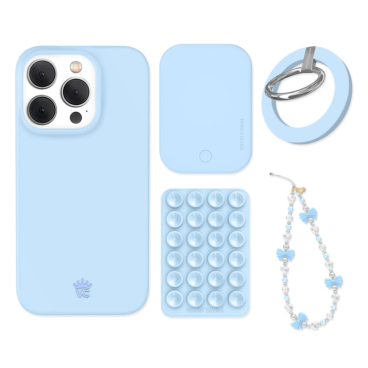 Cotton Candy Blue iPhone Case with Grip - Shockproof Protective Cover for iPhone 13/14/15 - Cute Aesthetic Phone Accessories for Women & Girls - Perfect for Daily Use, Travel, and Selfies