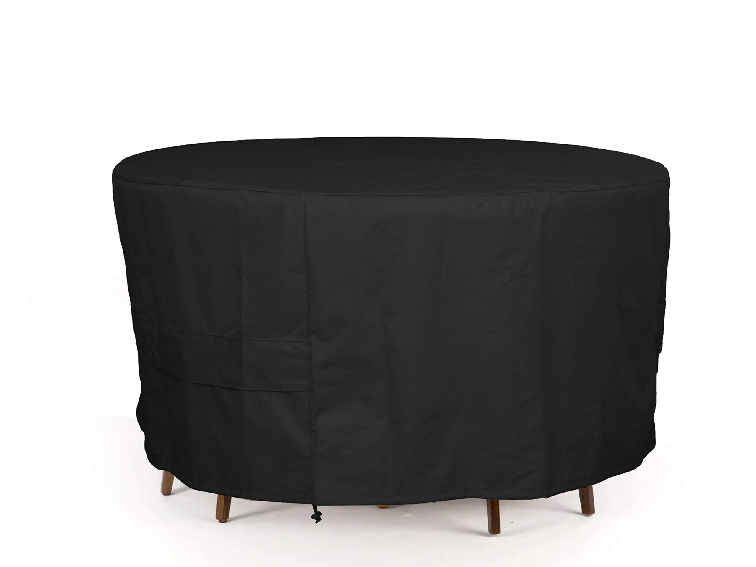 Heavy-Duty Round Dining Table and Chair Cover Set - Weatherproof Polyester Fabric with Drawcord Hem - Outdoor Patio Furniture Protection for All Seasons - Perfect for Backyard, Garden, and Poolside Use