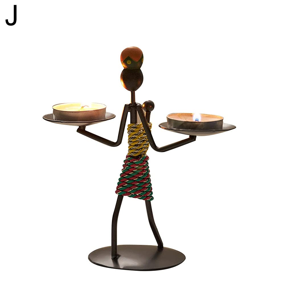 Nordic Abstract Iron Men Candle Holders Set - Gold Candlesticks for Home, Bar & Restaurant Decor - Christmas & Kitchen Candle Accessories (Color: J) - Perfect for Dining Tables, Wedding Centerpieces & Holiday Decorations