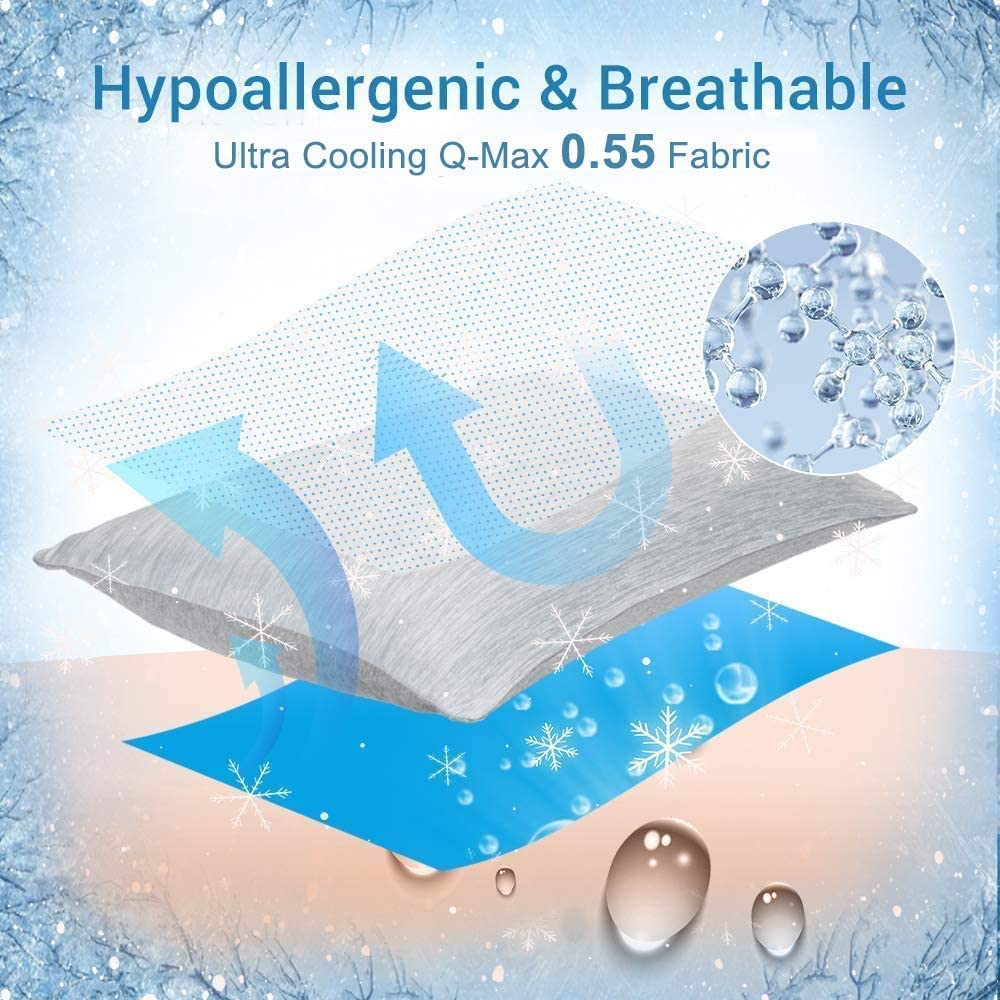 Arc Chill Pro Q Max 0.4 Cooling Pillowcases Set of 2 - Ultra Soft Gray Pillow Covers for Hot Sleepers & Night Sweats Relief - Perfect for Summer, Hot Flashes, and Temperature Regulation