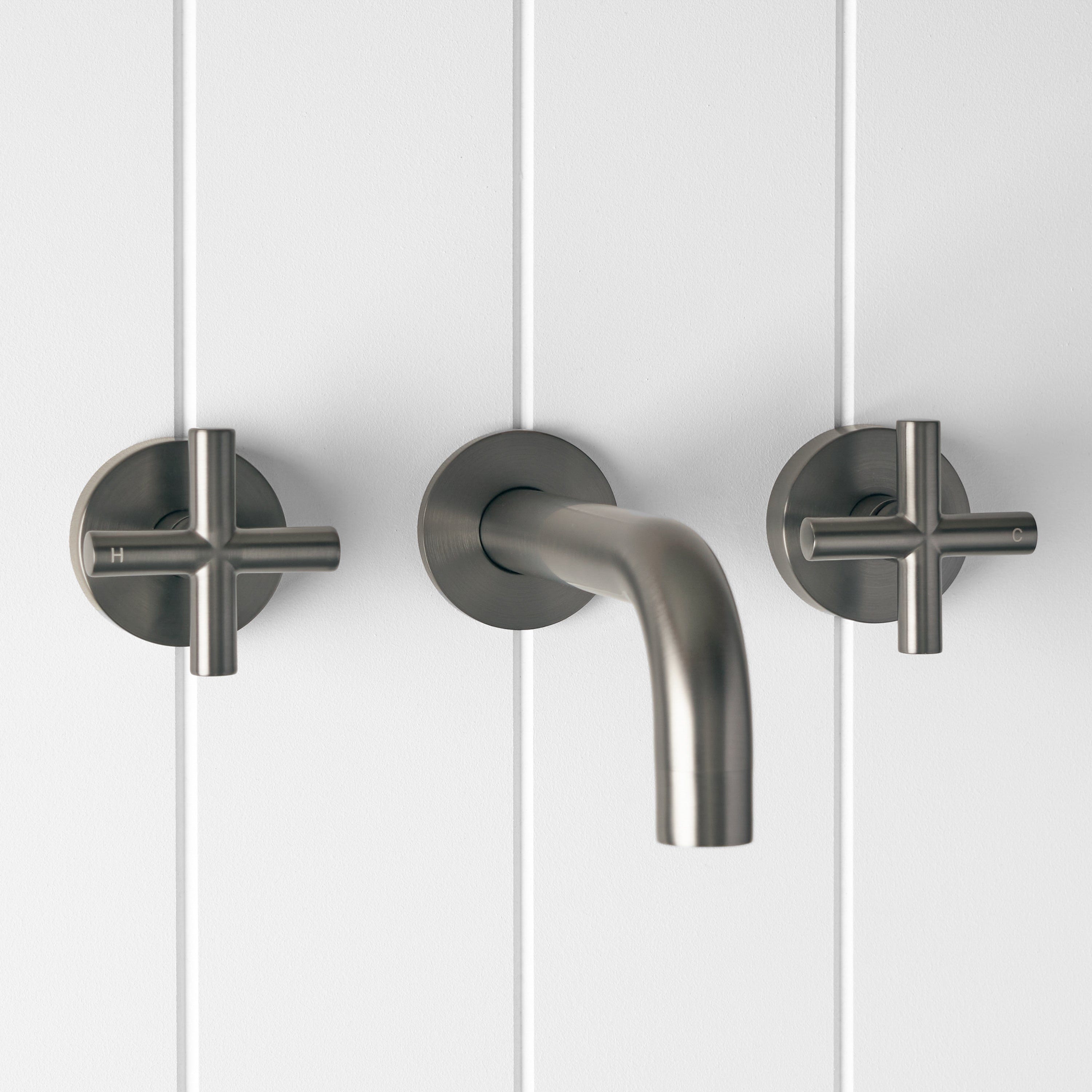 Wall Spout with Cross Taps in Gunmetal Finish - Perfect for Kitchen, Bathroom, and Outdoor Faucet Upgrades