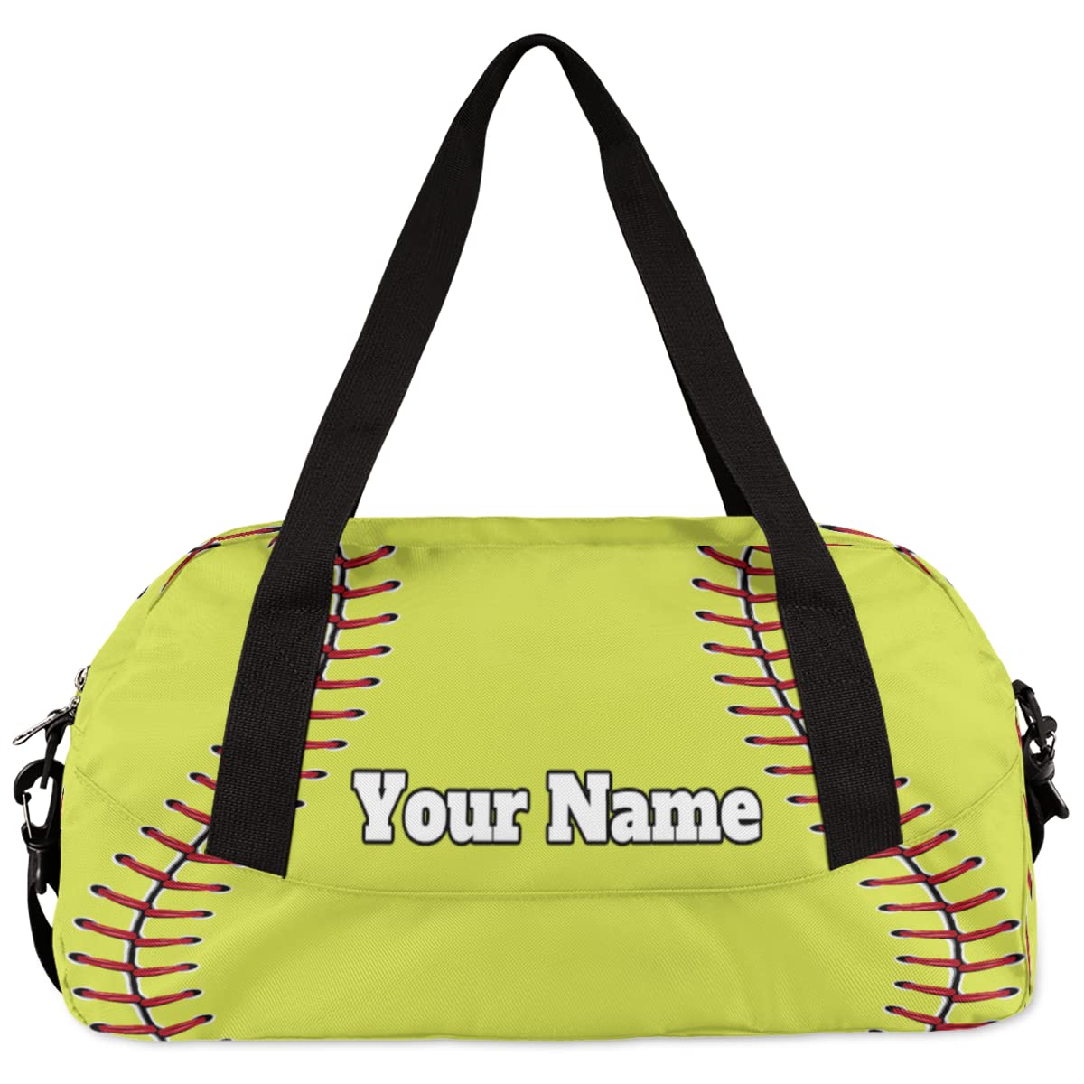 Personalized Name Baseball & Softball Duffle Bag - Custom Text Gym Bag for Kids & Teens - Waterproof Sports Overnight Weekender for Travel, Practice, School & Camp (Boys & Girls)