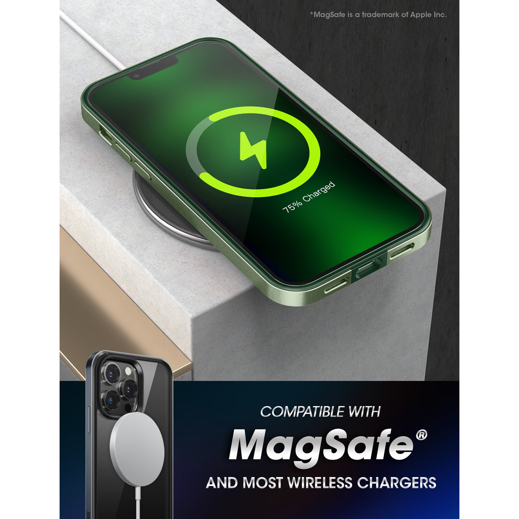 iPhone 13 Pro Max Case 6.7 Inch - Unicorn Beetle Edge Clear Bumper Protective Cover, Dark Green - Shockproof & Scratch Resistant for Everyday Use, Work & Outdoor Activities