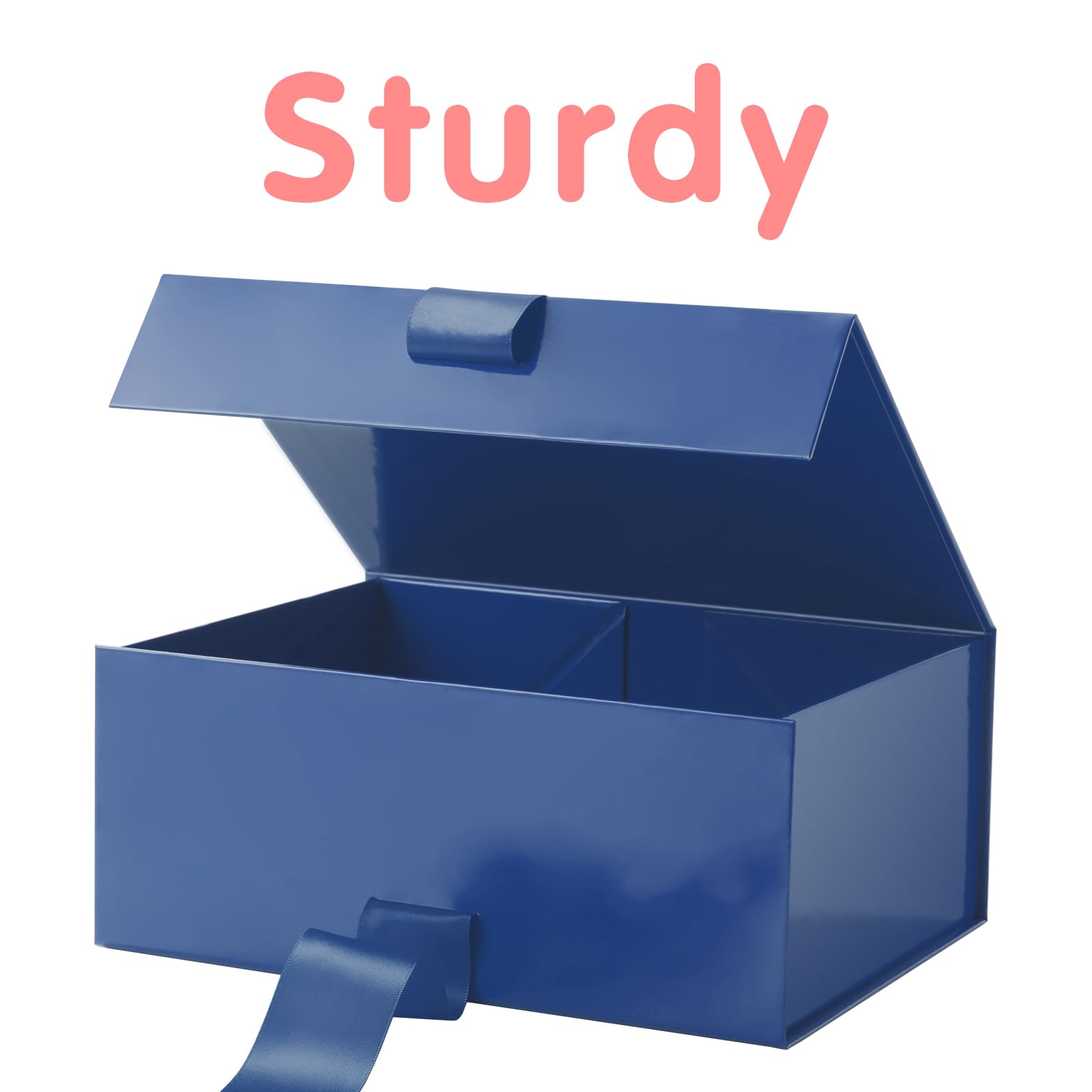 Premium Blue Magnetic Gift Box with Lid - 9x6.5x3.8 Inches Glossy Finish - Perfect for Groomsman Proposals, Wedding Favors, Birthday & Anniversary Presents - Elegant Ribbon Decorated Present Box for Special Occasions