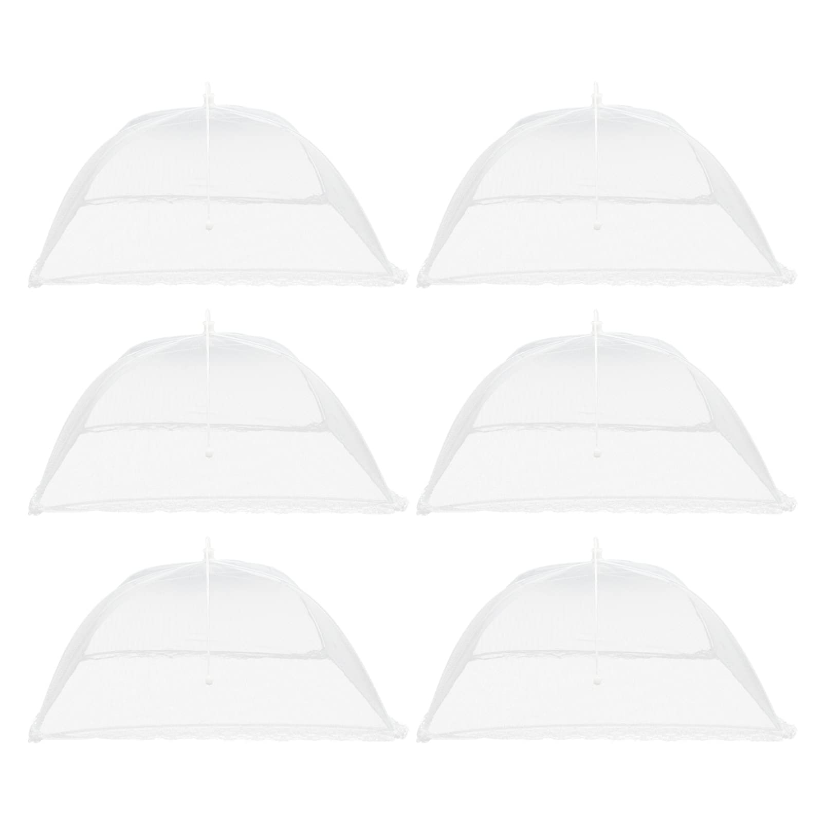 Reusable 6-Piece Mesh Food Tent Covers - Fruit Snacks Protector, Collapsible Food Umbrella for Outdoor Picnics, BBQs, Camping & Parties - Keep Bugs Away at Backyard Gatherings