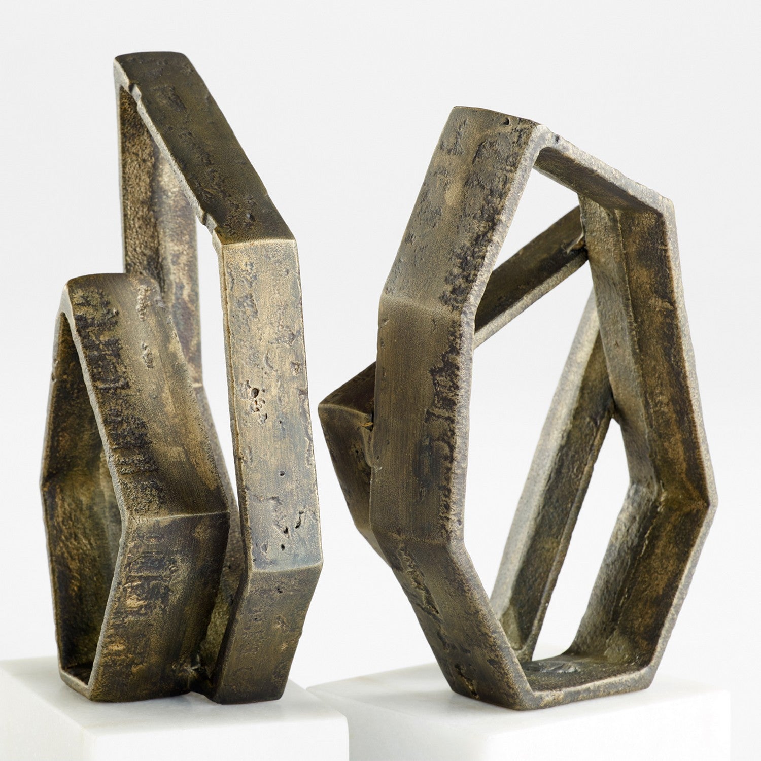 Cyan Design 11508 Euclid Bookends - White & Bronze Bookends for Shelves, Stylish Home Office Decor, Perfect for Organizing Books and Displaying Collectibles