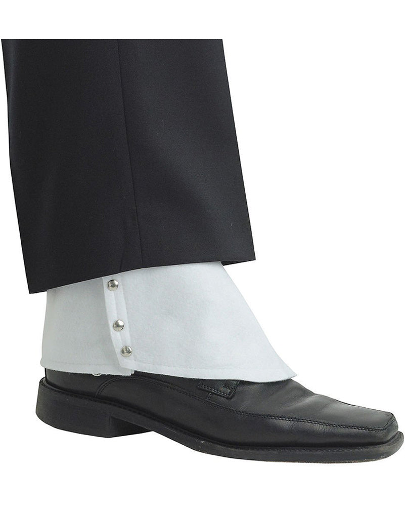 Vintage 1920s White Gangster Spats - Classic Jazz Age Footwear for Men - Perfect for Cosplay, Halloween, and Themed Parties