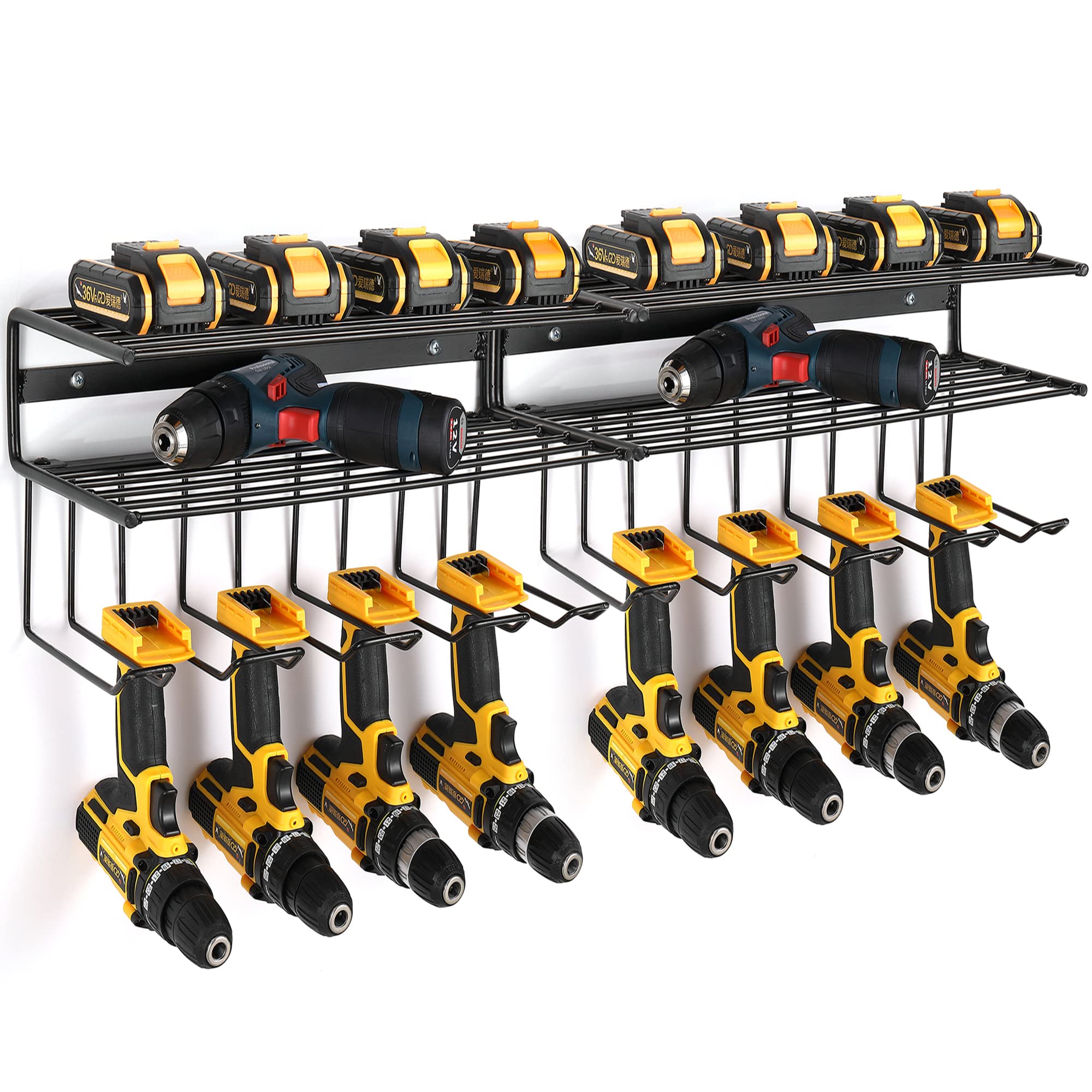 ONEPENG Heavy Duty Metal Power Tool Organizer - Wall Mounted Utility Storage Rack for Cordless Drills & Accessories | Removable Design Tool Holder | Perfect Workshop Garage Organization & Father's Day Gift