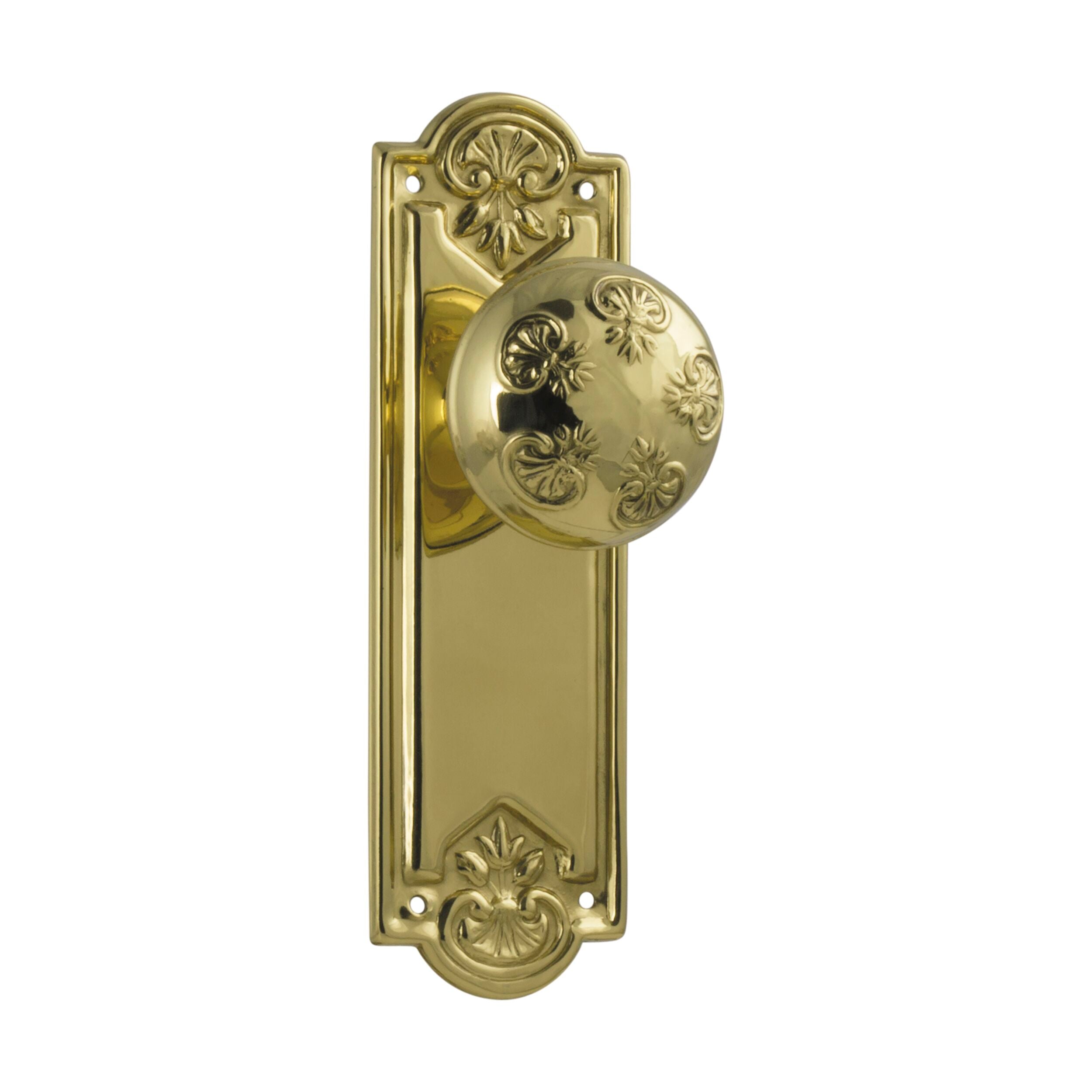 Vintage Style 1053 Door Knob Nouveau Latch Pair - Polished Brass (H188xW58xP60mm) - Perfect for Victorian Homes, Antique Doors & Classic Interior Design
