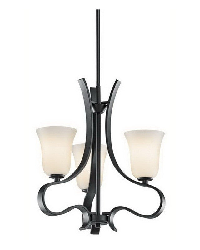 Kichler Lighting 42522 BK 3-Light Black Chandelier - Modern Ceiling Fixture for Dining Room, Bedroom & Living Room Decor