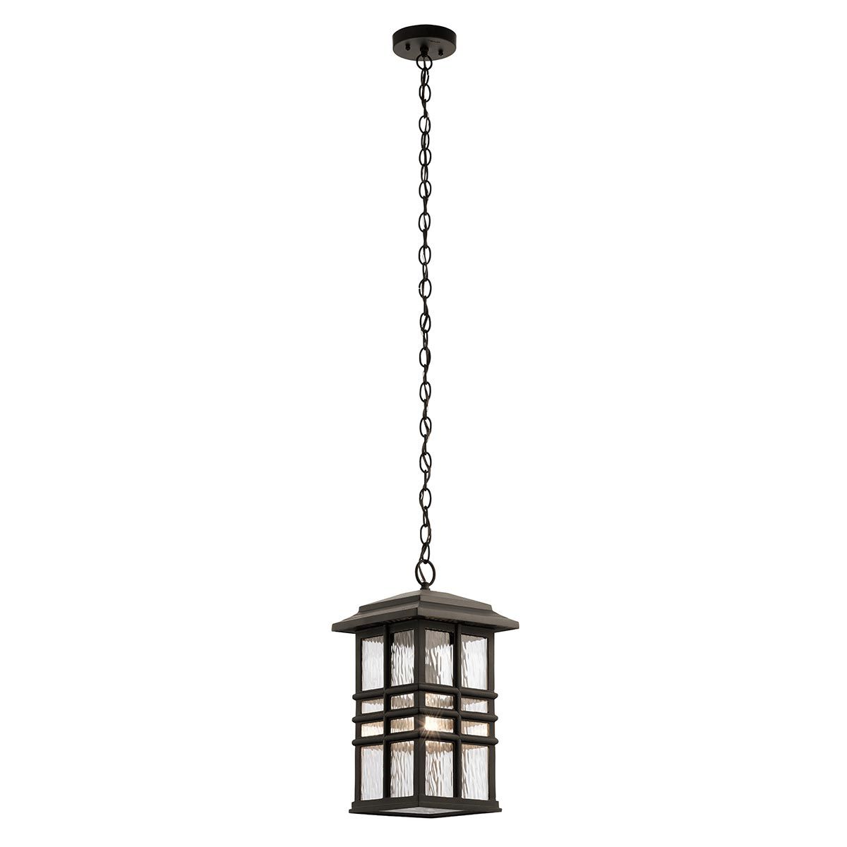Beacon Square 1 Light Outdoor Chain Lantern - Olde Bronze/White Finish, IP44 Waterproof, E27 Socket - Perfect for Porch, Patio, and Garden Lighting