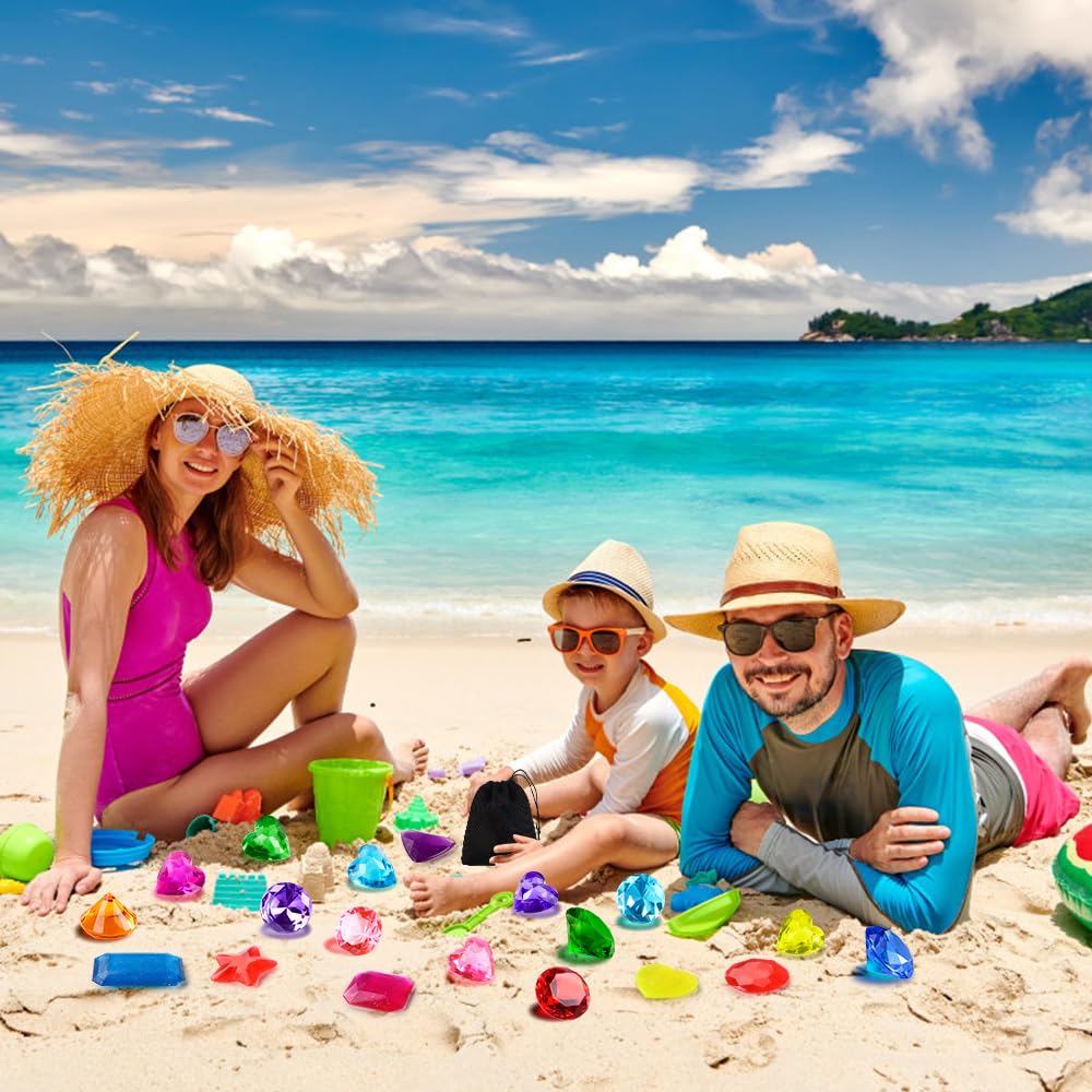 18PCS Acrylic Colorful Diving Gem Pool Toys - Pirate Treasure Underwater Swimming Gems for Kids, Summer Pool & Beach Party Favors, Birthday Gifts (Perfect for Pool Games, Treasure Hunts & Underwater Adventures)