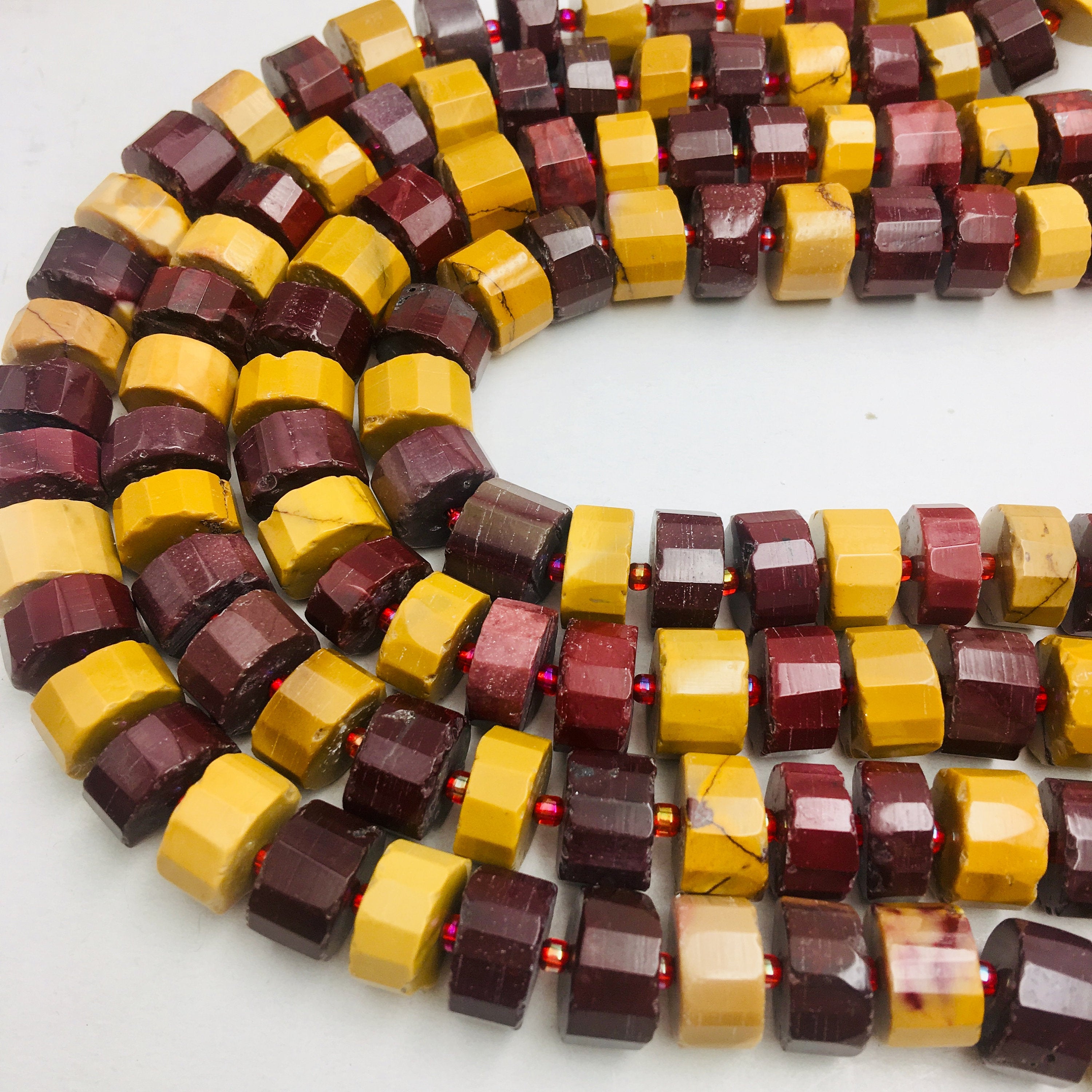 Natural Mookaite Jasper Faceted Rondelle Beads - 11-12mm Wheel Discs (15.5 Inch Strand) for Jewelry Making, Bracelets & Necklaces