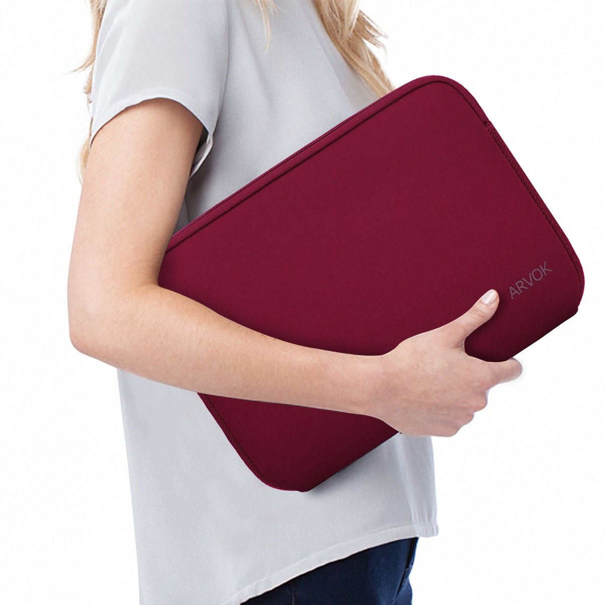 Premium 13-14 Inch Laptop Sleeve for MacBook Pro/Air, HP, Dell, Lenovo, Asus, Acer - Water-Resistant Protective Case with Carrying Handle - Perfect for Work, Travel & School - Wine Red