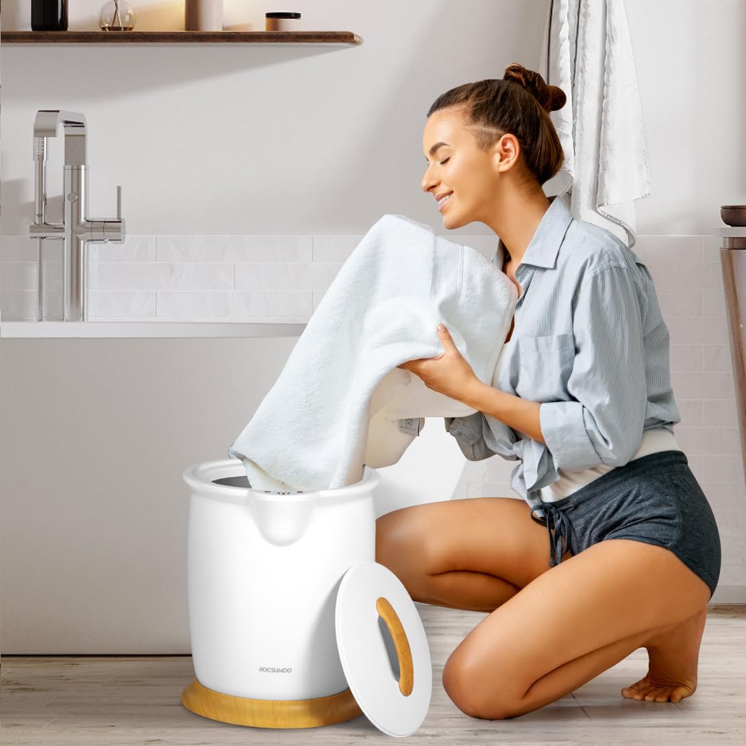 20L Heated Towel Warmer Bucket for Bathroom - 1H Continuous Heating with Fragrance Holder & Removable Lid - Fits 2 Oversized 40