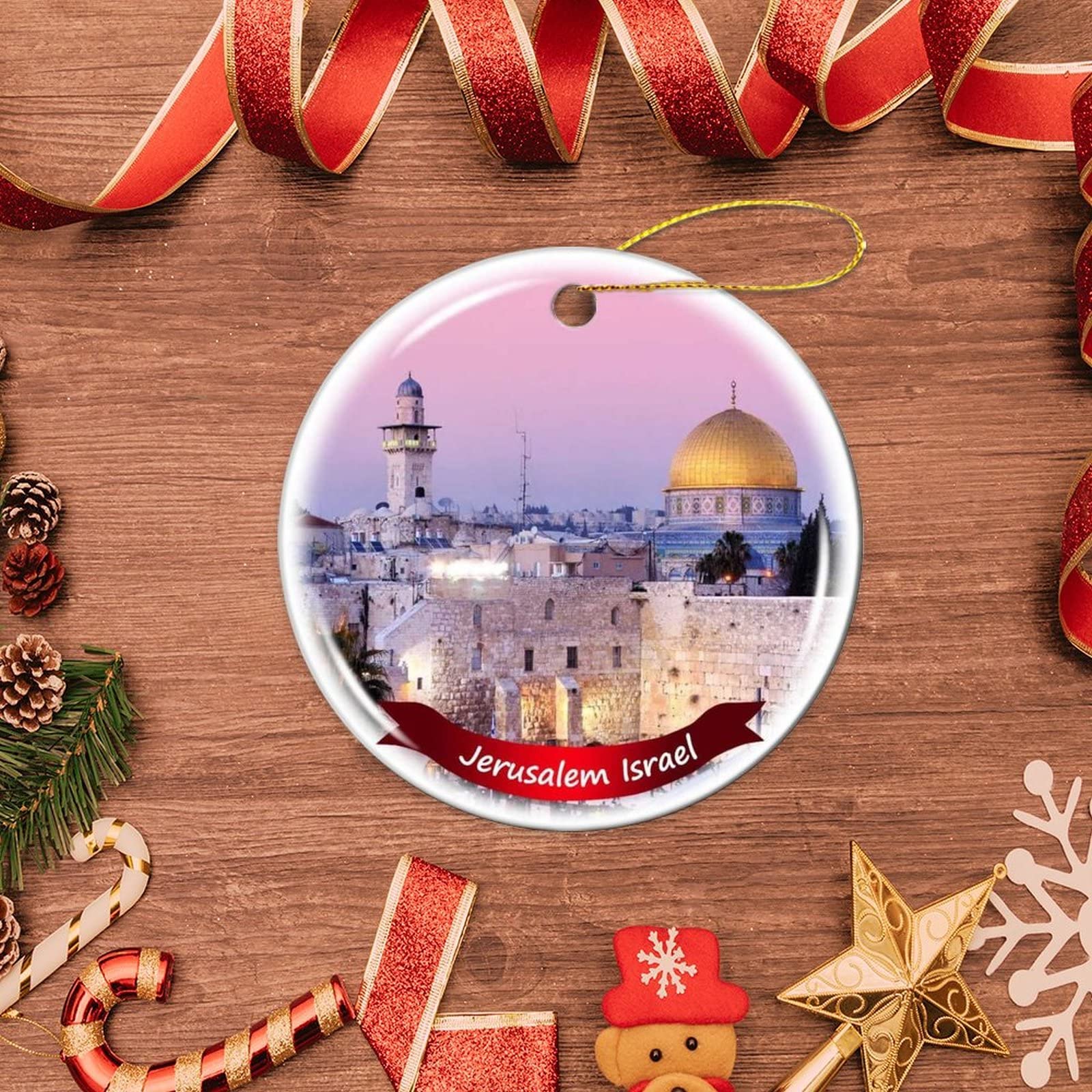 Jerusalem Israel Christmas Porcelain Ornament - 3