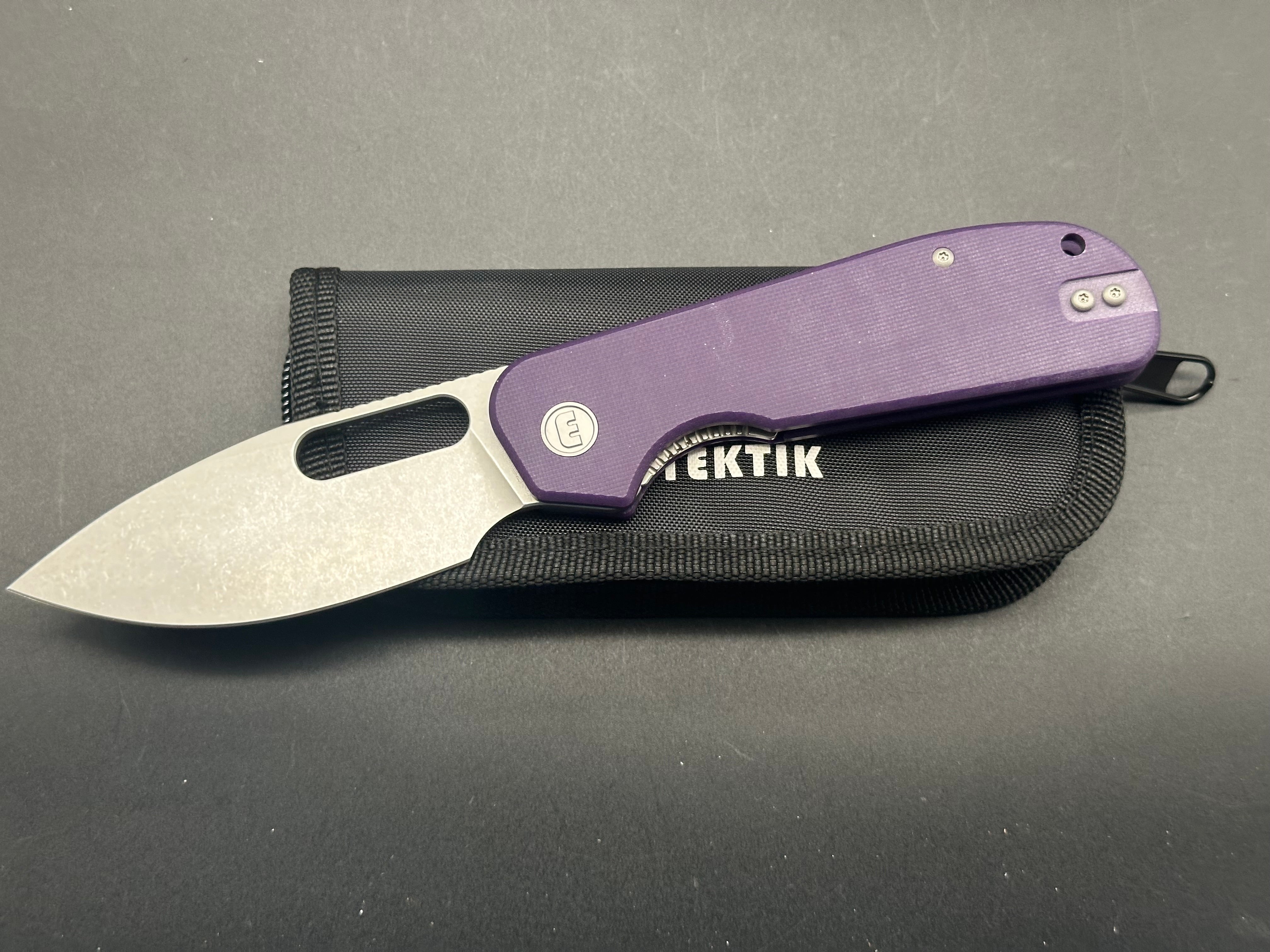 Eutektik EFD Purple Stonewashed Pocket Knife with LTK Koozie, Patch & Sticker Set - Perfect for Camping, Hiking and Outdoor Adventures