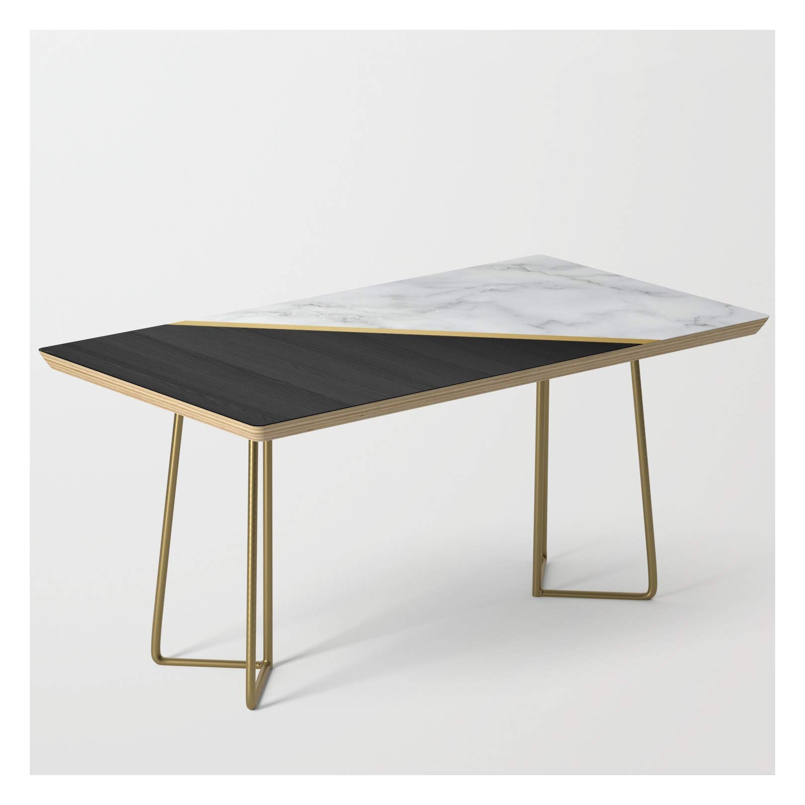 Modern Gold Coffee Table with Marble & Stone Minimalist Art by Megan Morris - Perfect for Living Room, Office & Home Decor