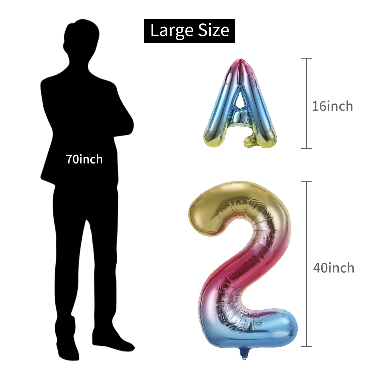 40 Inch Happy Birthday Number 20 Banner Balloons - Rainbow Gradient Foil Balloons for 20th Birthday Party Decorations | Ideal for Men & Women Birthday Celebrations, Anniversaries & Special Events