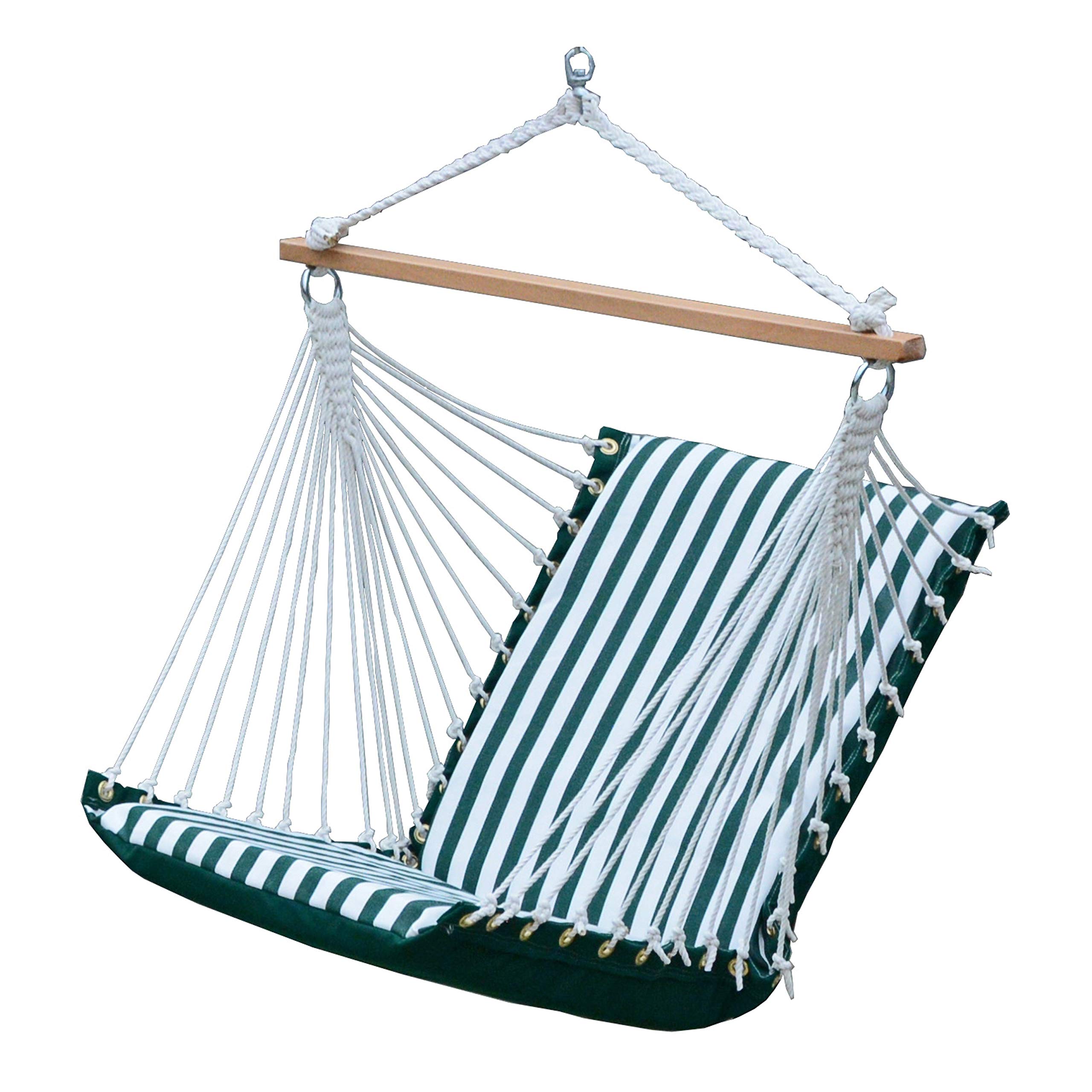 Algoma Net Company Sunbrella Soft Comfort Hammock Hanging Chair - Breathable Outdoor Lounge Chair for Patio, Garden & Backyard - Green One Size