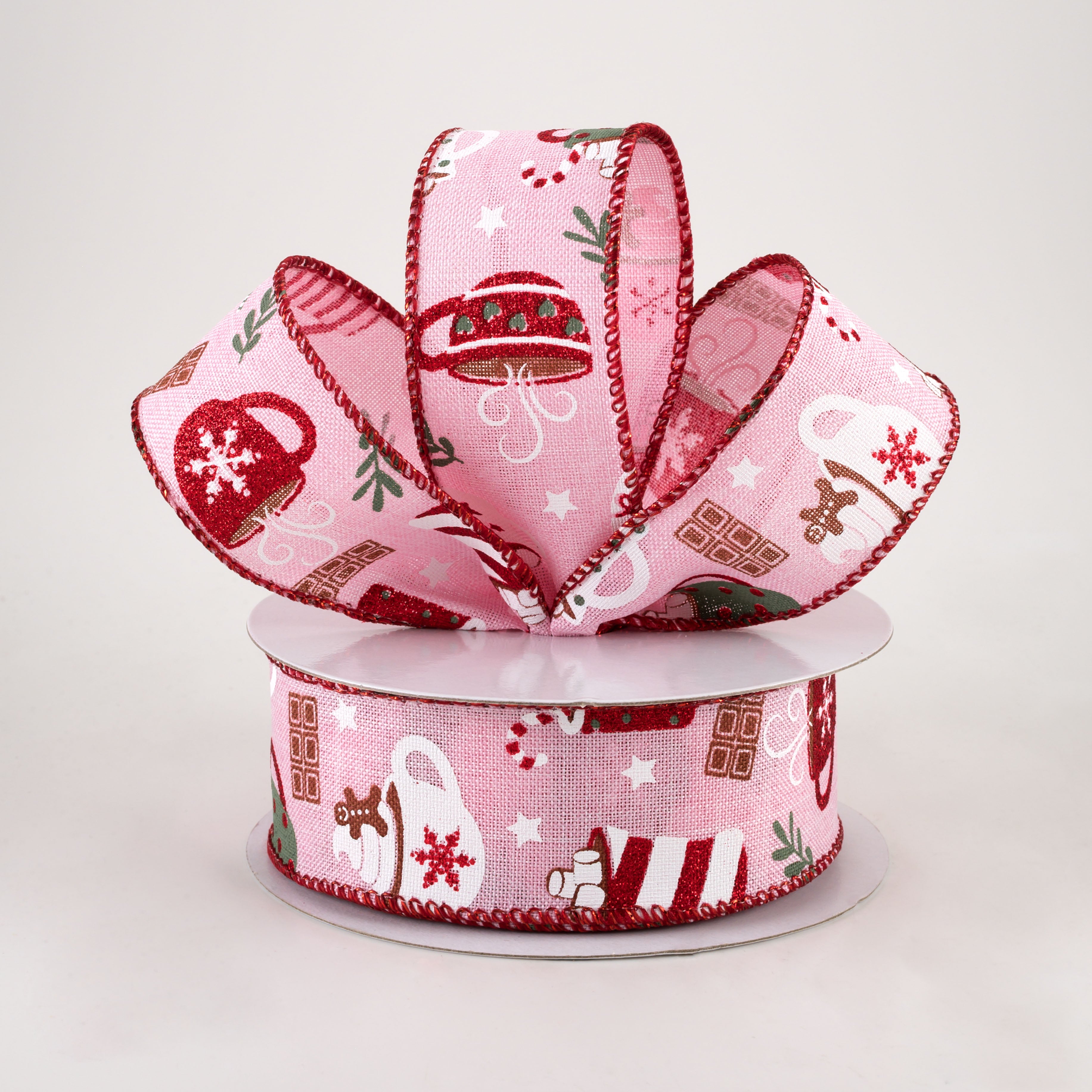 1.5 Inch Hot Cocoa Ribbon - Light Pink (10 Yards) for Gift Wrapping, DIY Crafts, Scrapbooking & Holiday Decorations