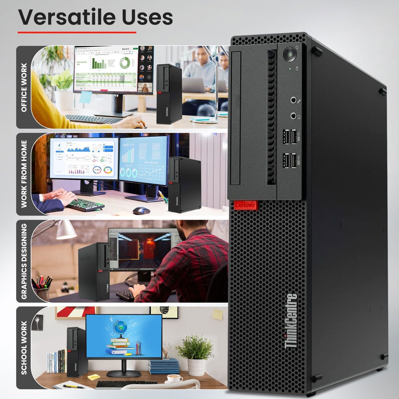 Lenovo ThinkCentre M720S SFF Desktop PC - Intel Core i5-8500 8th Gen 3.0GHz, 32GB RAM, 512GB SSD, Windows 11 Pro | USB-C Thunderbolt, WiFi, DisplayPort, VGA | Includes Keyboard & Mouse | Certified Refurbished with 1-Year Warranty | Perfect for Home Office, Business Workstations & Remote Work