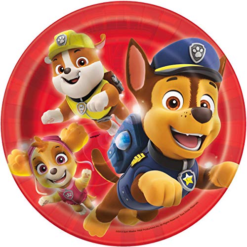 Paw Patrol Birthday Party Supplies Decorations Kit - 16 Dessert Plates, 16 Napkins, 1 Table Cover & 1 Dino Sticker Sheet - Perfect for Kids' Themed Parties, Baby Showers & Birthday Celebrations