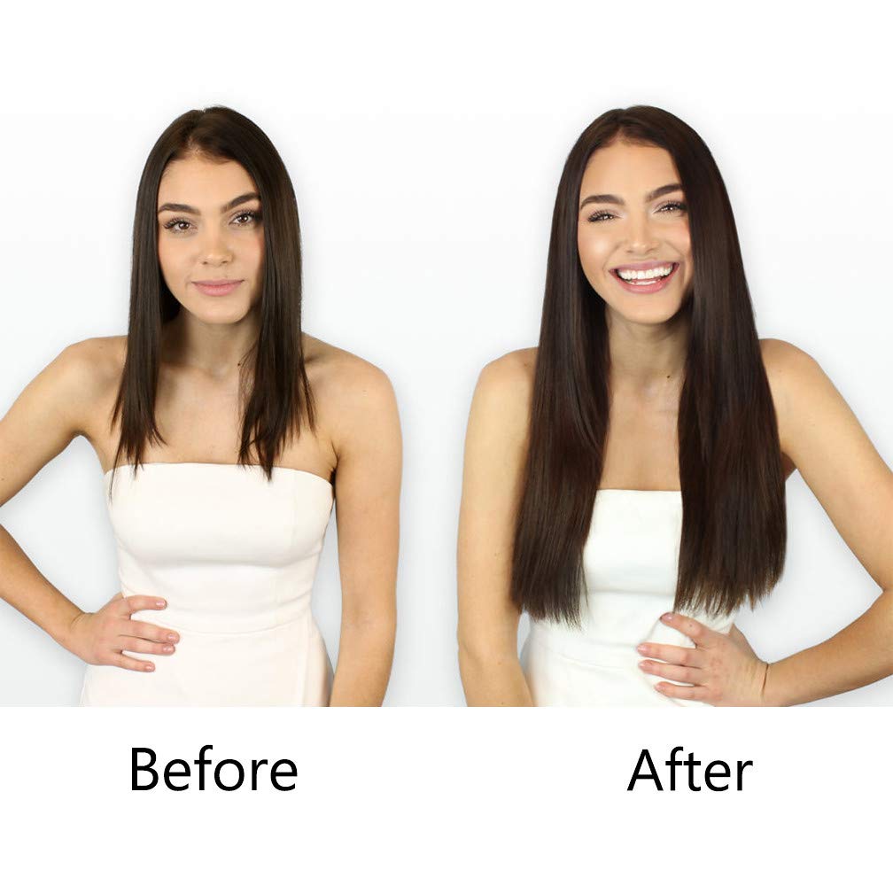 24 Inch Real Human Hair Extensions - Invisible Wire Fishline Clip-Ins, 120g 28cm Wide, 99J Red Wine Color - Perfect for Parties, Weddings & Everyday Styling