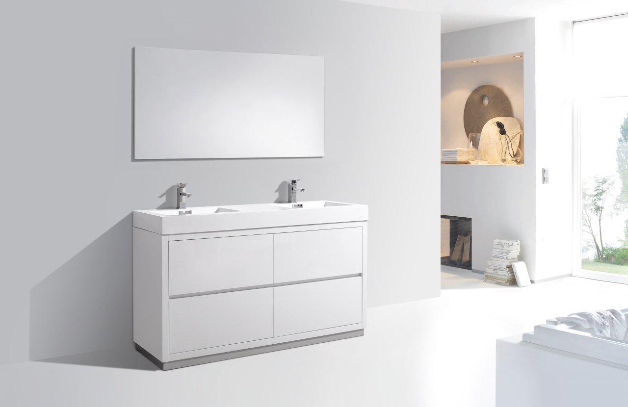 KubeBath Bliss 60 Inch Freestanding Double Sink Modern Bathroom Vanity with Soft Closing Drawers - Perfect for Master Bathroom, Guest Bathroom & Home Renovation