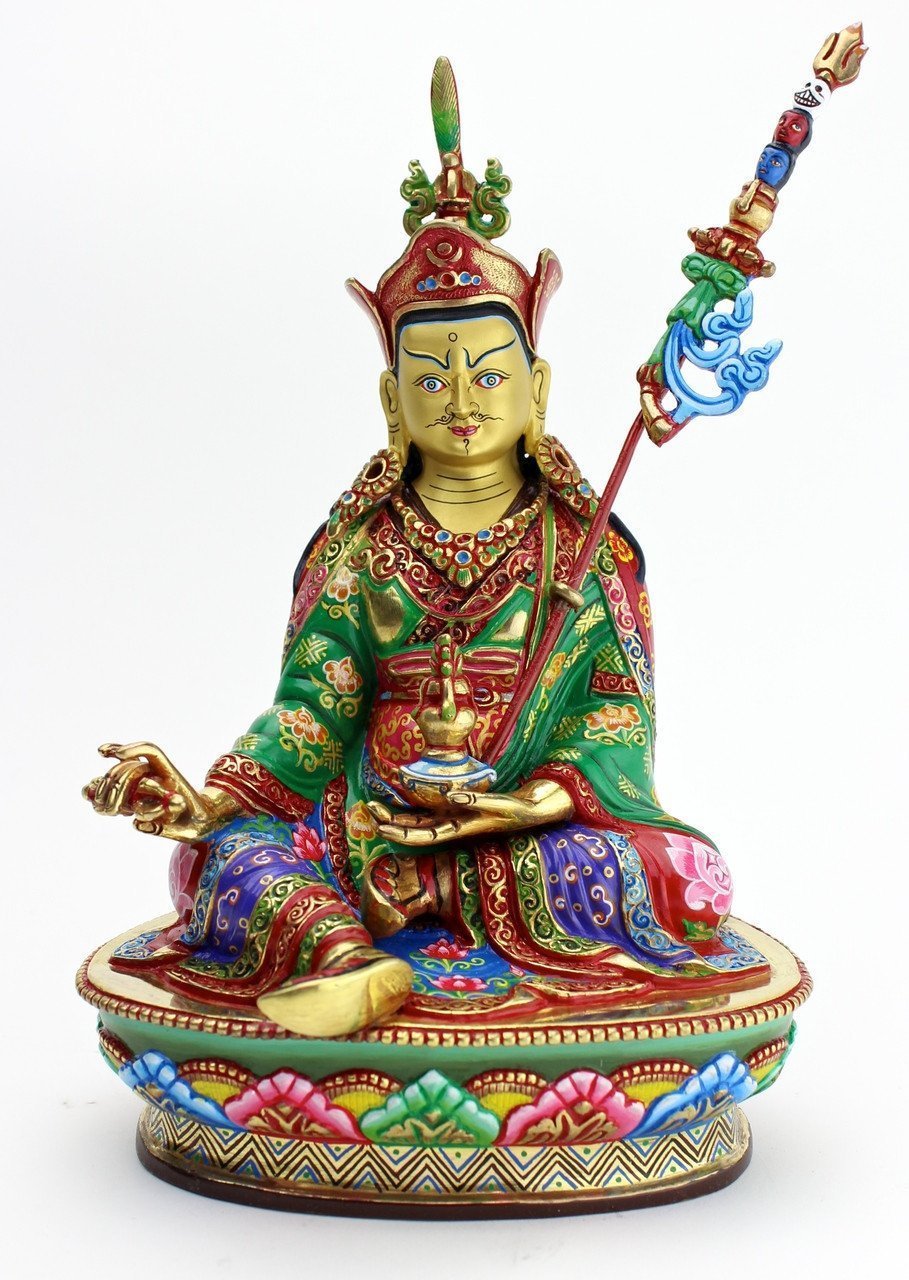 Hand Painted Unique 9 Inch Padmasambhava Statue - Tibetan Buddhist Meditation & Home Altar Decor for Spiritual Practice